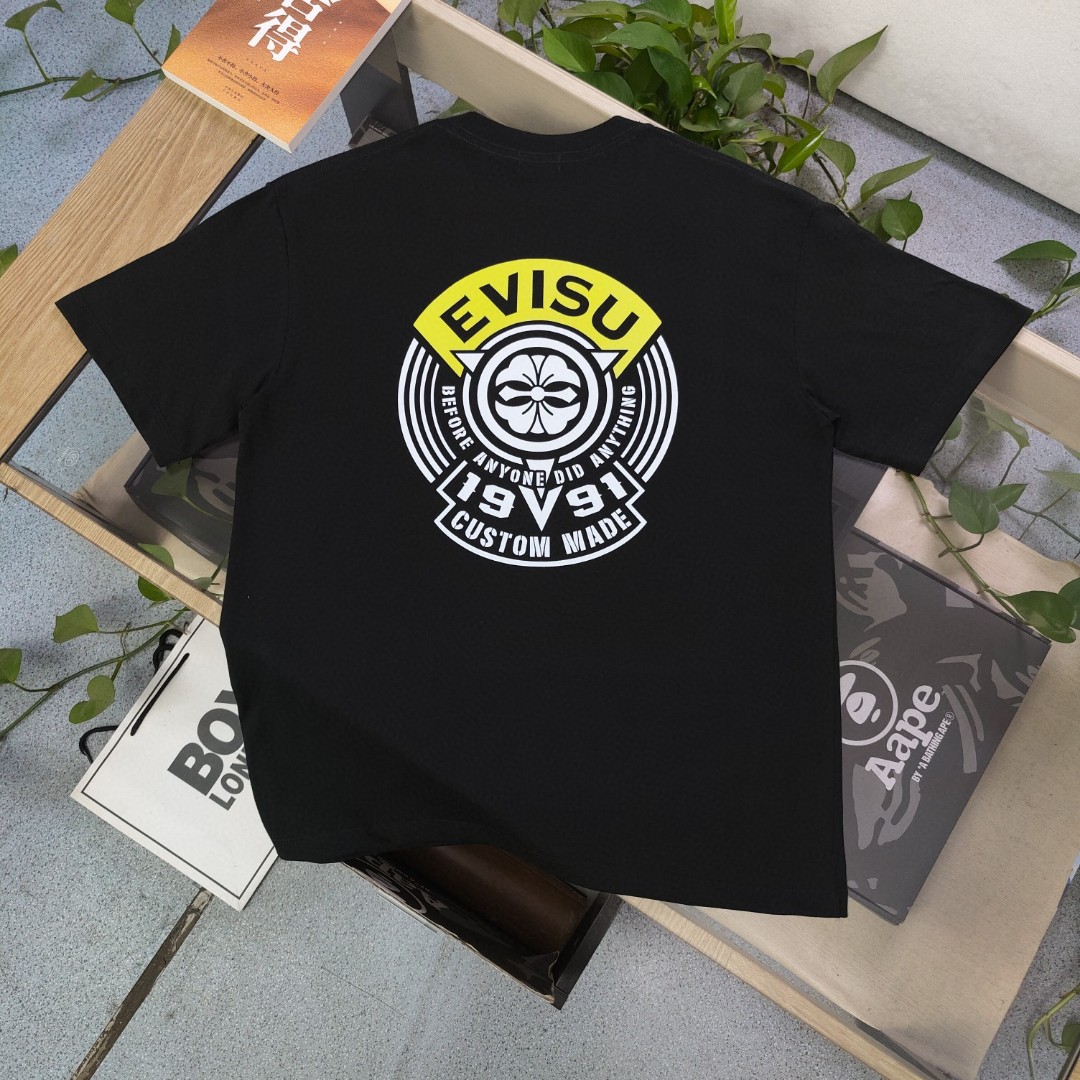 Evisu Camiseta de Manga Corta con Logo Estampado para Hombre y Mujer 5 a1720045600808 0542