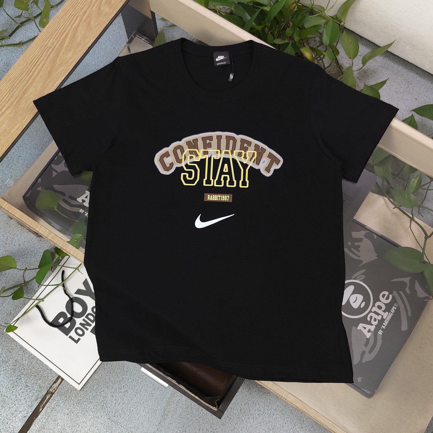 Nike Clothing T-Shirt Black Printing Unisex Cotton Spring/Summer Collection Vintage Short Sleeve