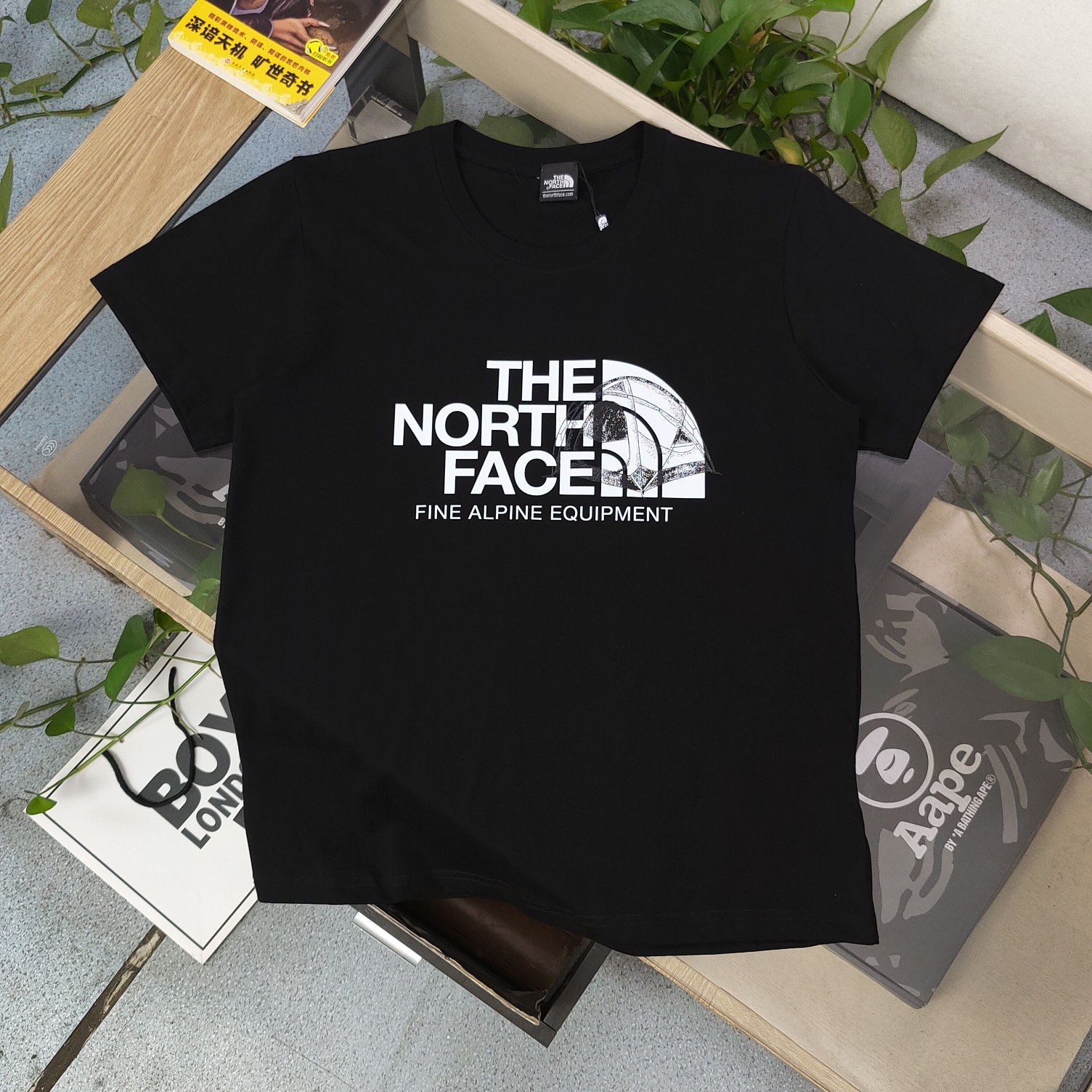 The North Face Clothing T-Shirt Black Printing Unisex Cotton Short Sleeve