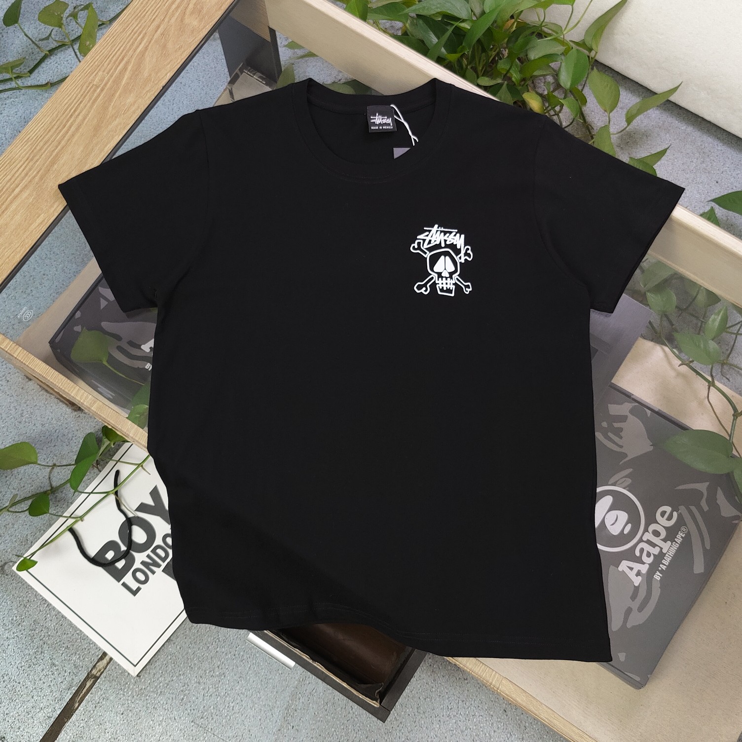 High Quality
 Stussy Clothing T-Shirt Black White Printing Unisex Cotton Short Sleeve