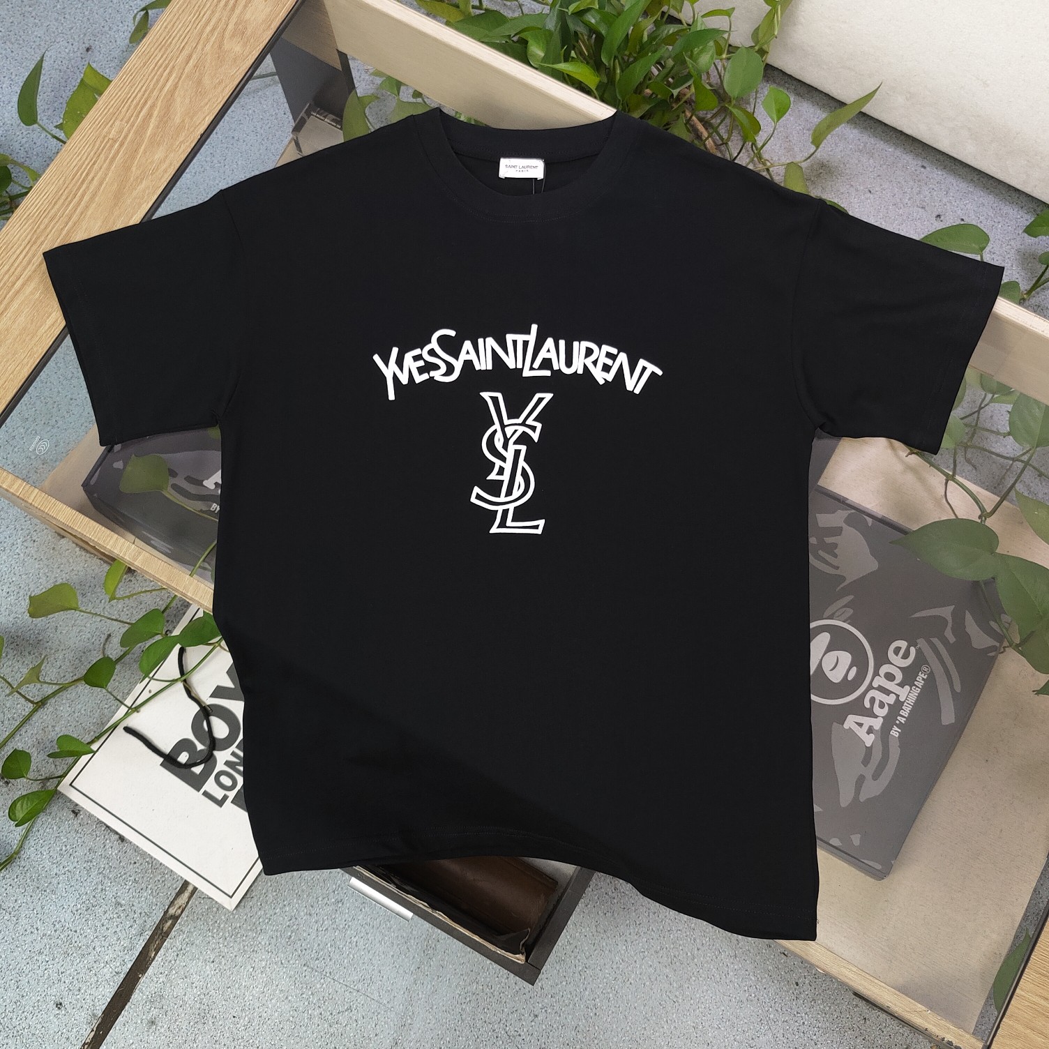 Wholesale
 Yves Saint Laurent Clothing T-Shirt Black Printing Unisex Cotton Short Sleeve