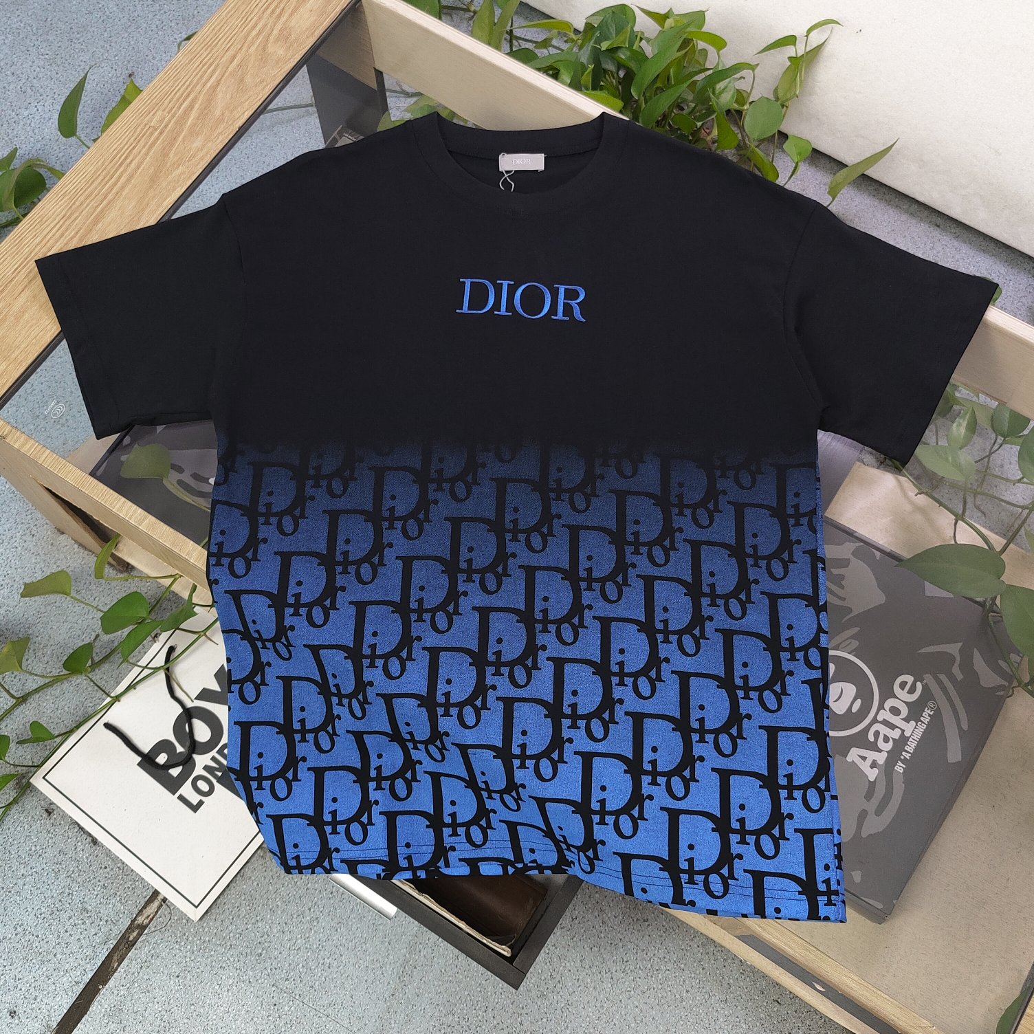 Dior Clothing T-Shirt Black Embroidery Unisex Cotton Short Sleeve