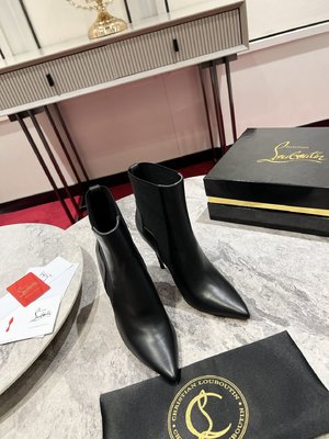 Christian Louboutin Shoes High Heel Pumps Same as Original Black Calfskin Cowhide Genuine Leather Sheepskin Chelsea
