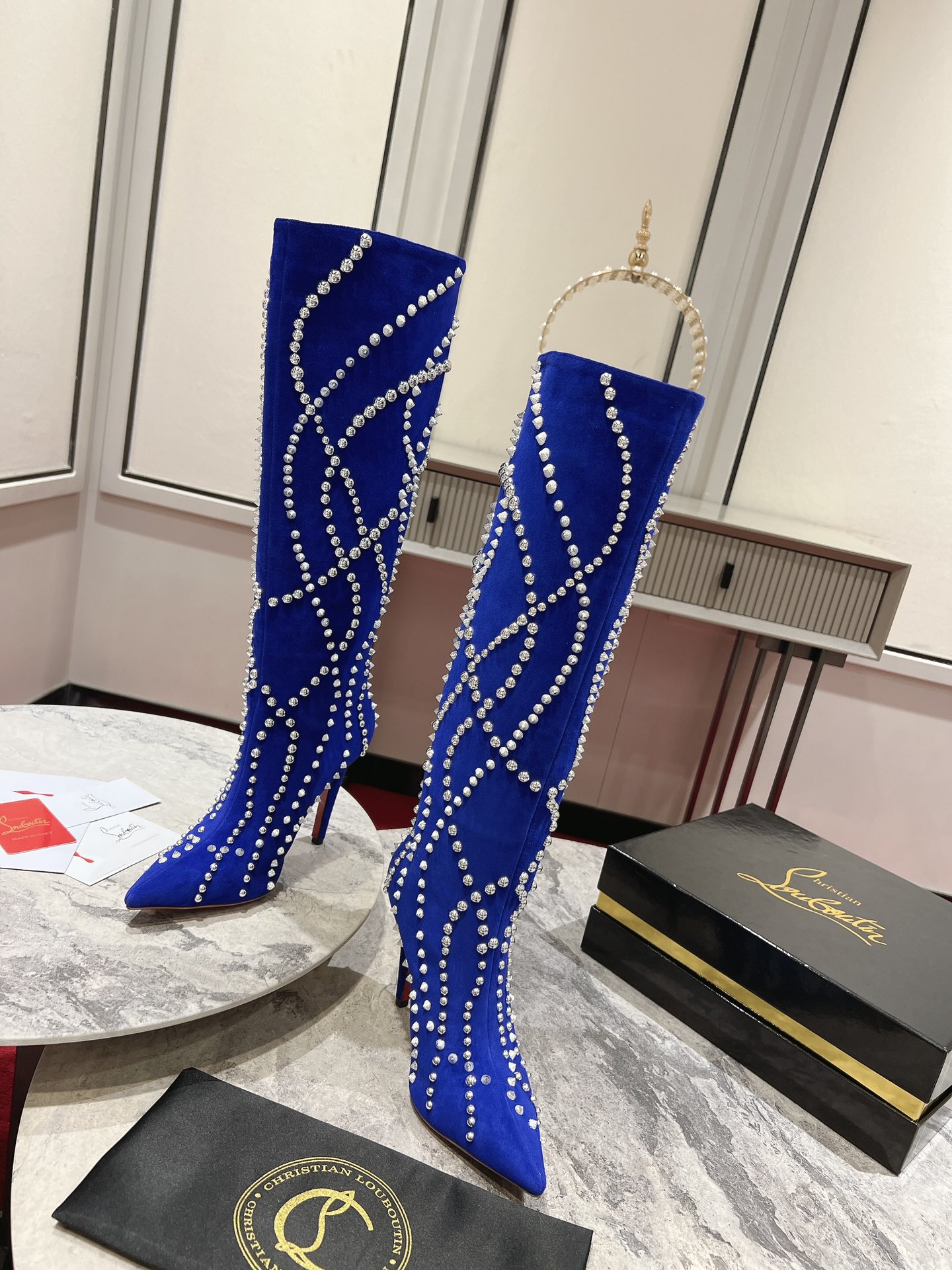 Christian Louboutin Shoes High Heel Pumps Online From China Blue Calfskin Cowhide Sheepskin Velvet