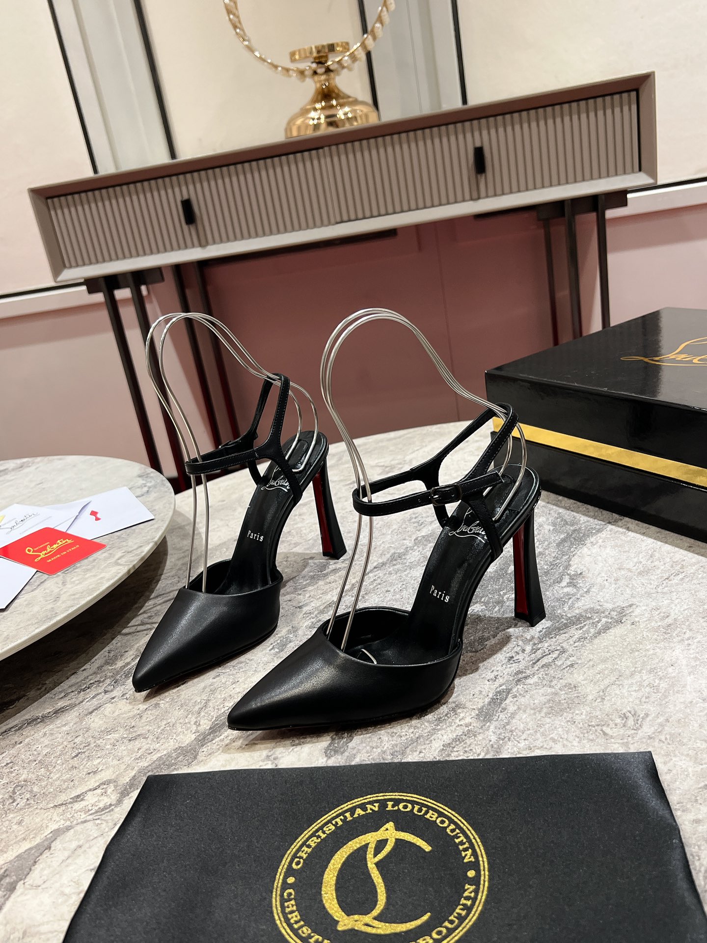 Christian Louboutin Black Leather Condora Riviera Heeled Sandals 2 i1726387849 6944 0
