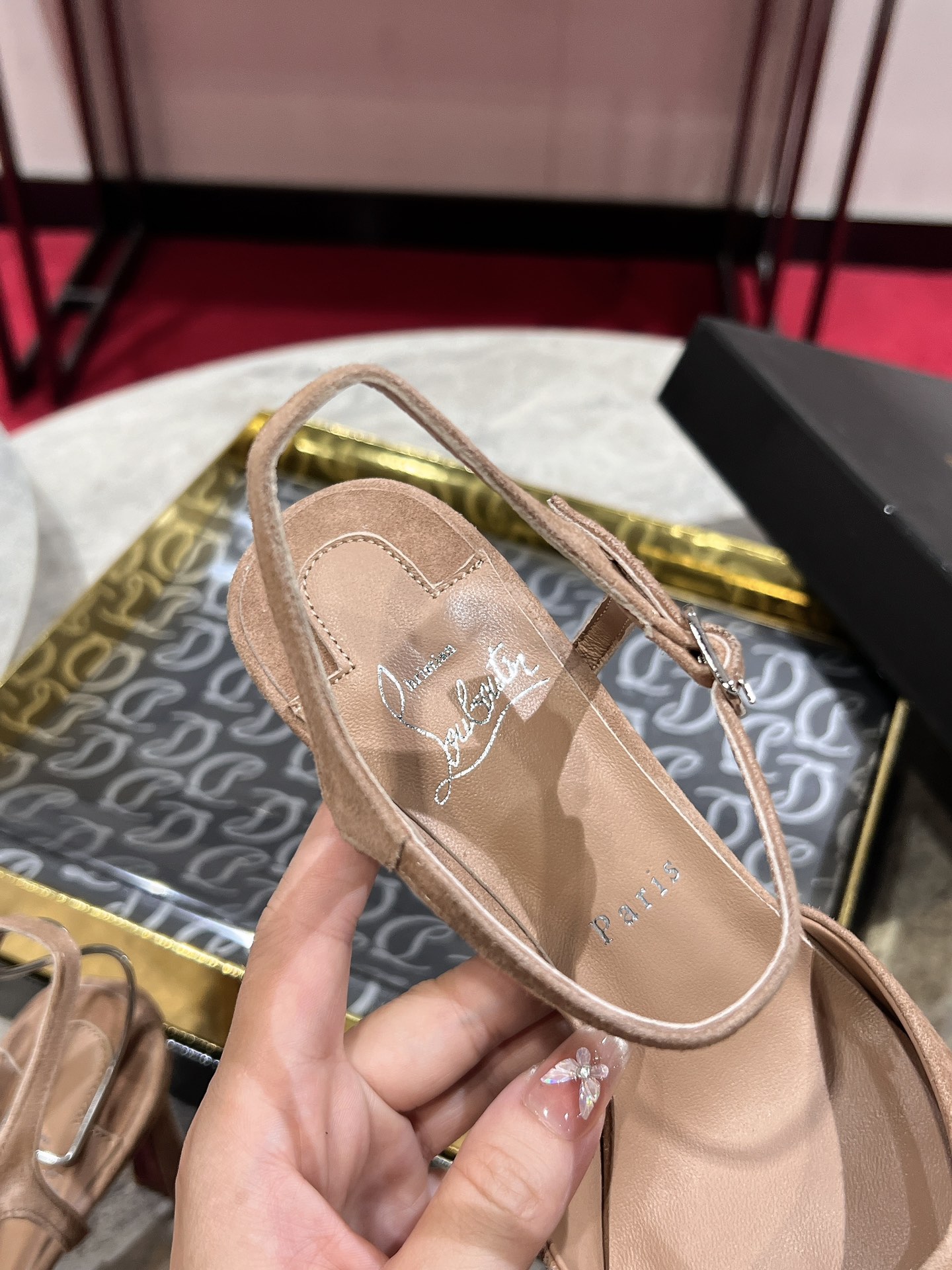 Christian Louboutin Condora Riviera Khaki Suede Heeled Sandals 7 i1726387871 6512 3