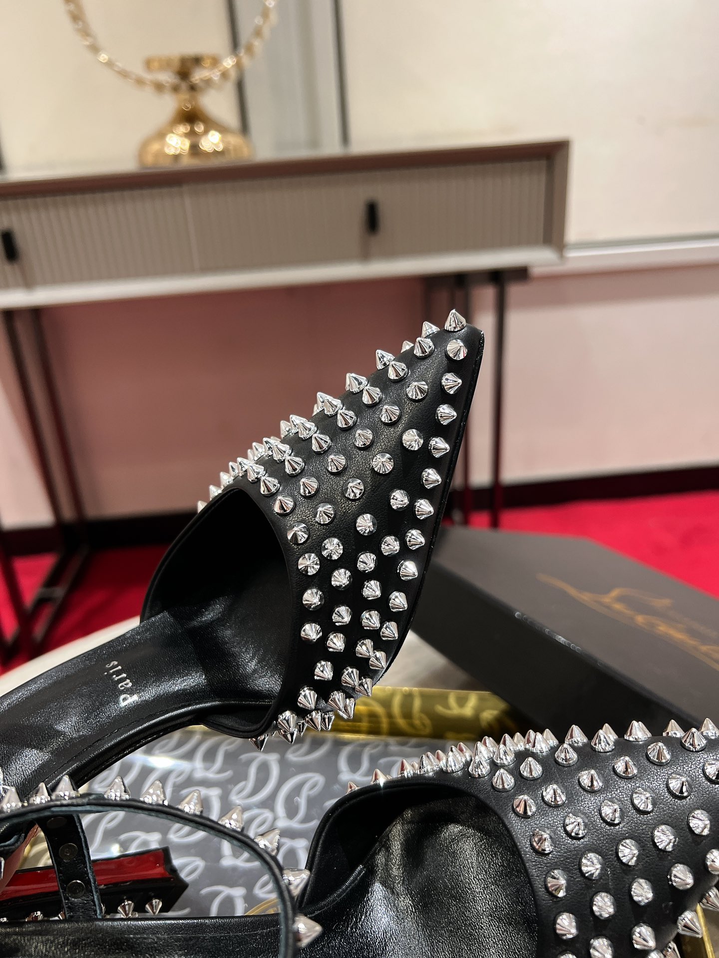 Maison Christian Louboutin Condora Riviera Spikes Black Leather Heels 7 i1726388209 4547 0
