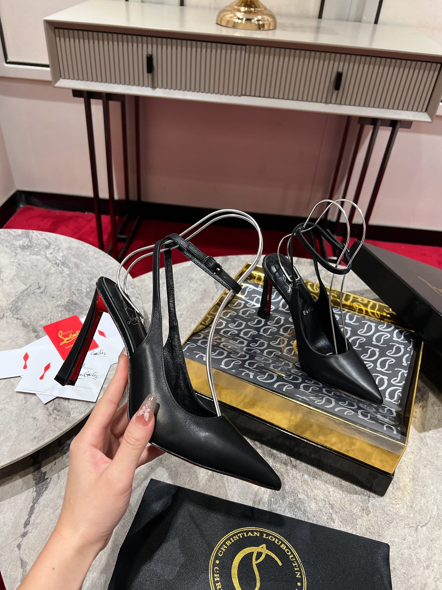 Christian Louboutin Condoraline Black Leather Pointed Toe Heels 6 i1733559474 5727 3