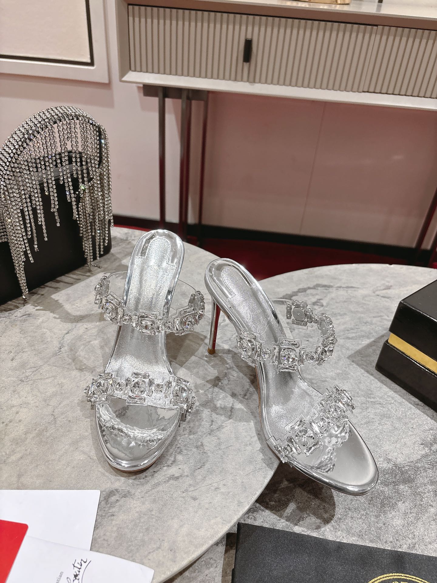 Silver Strappy Heels with Jeweled Detail in Sizes 34-43 – 10cm High - 图片 5