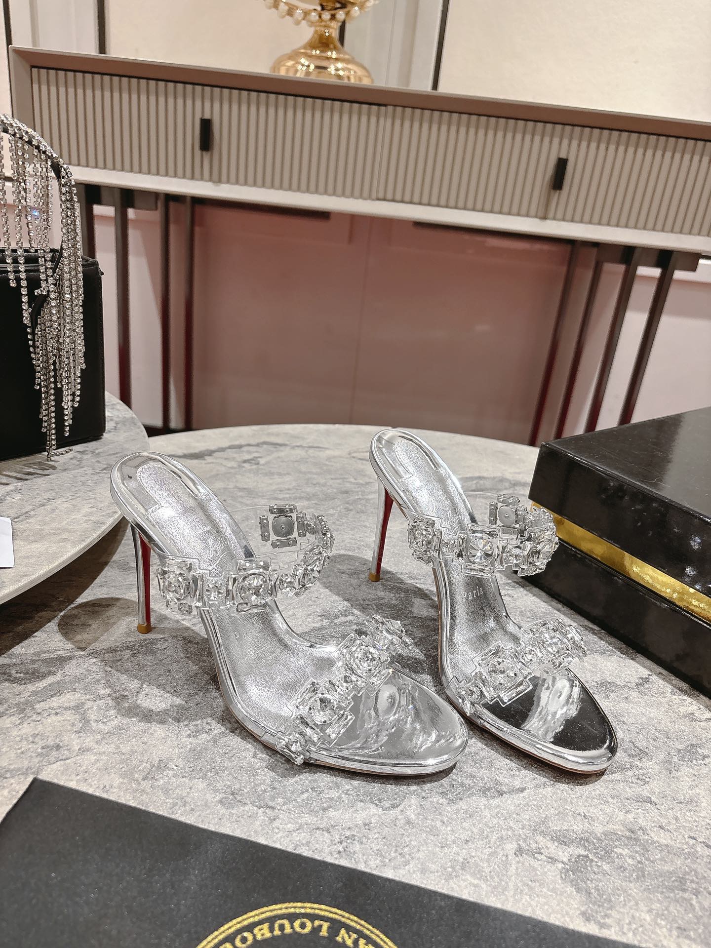 Silver Strappy Heels with Jeweled Detail in Sizes 34-43 – 10cm High - 图片 2