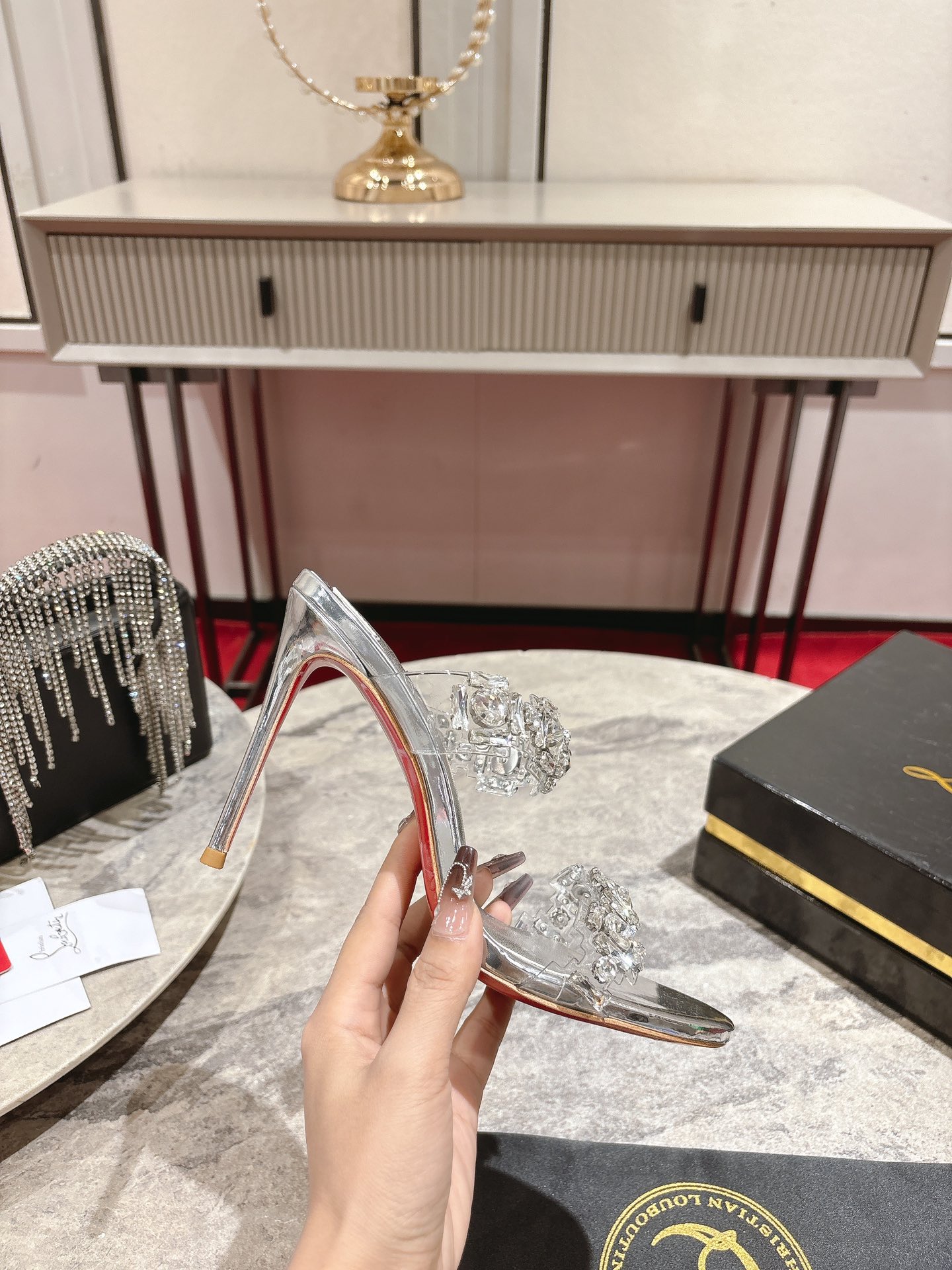 Silver Strappy Heels with Jeweled Detail in Sizes 34-43 – 10cm High - 图片 4