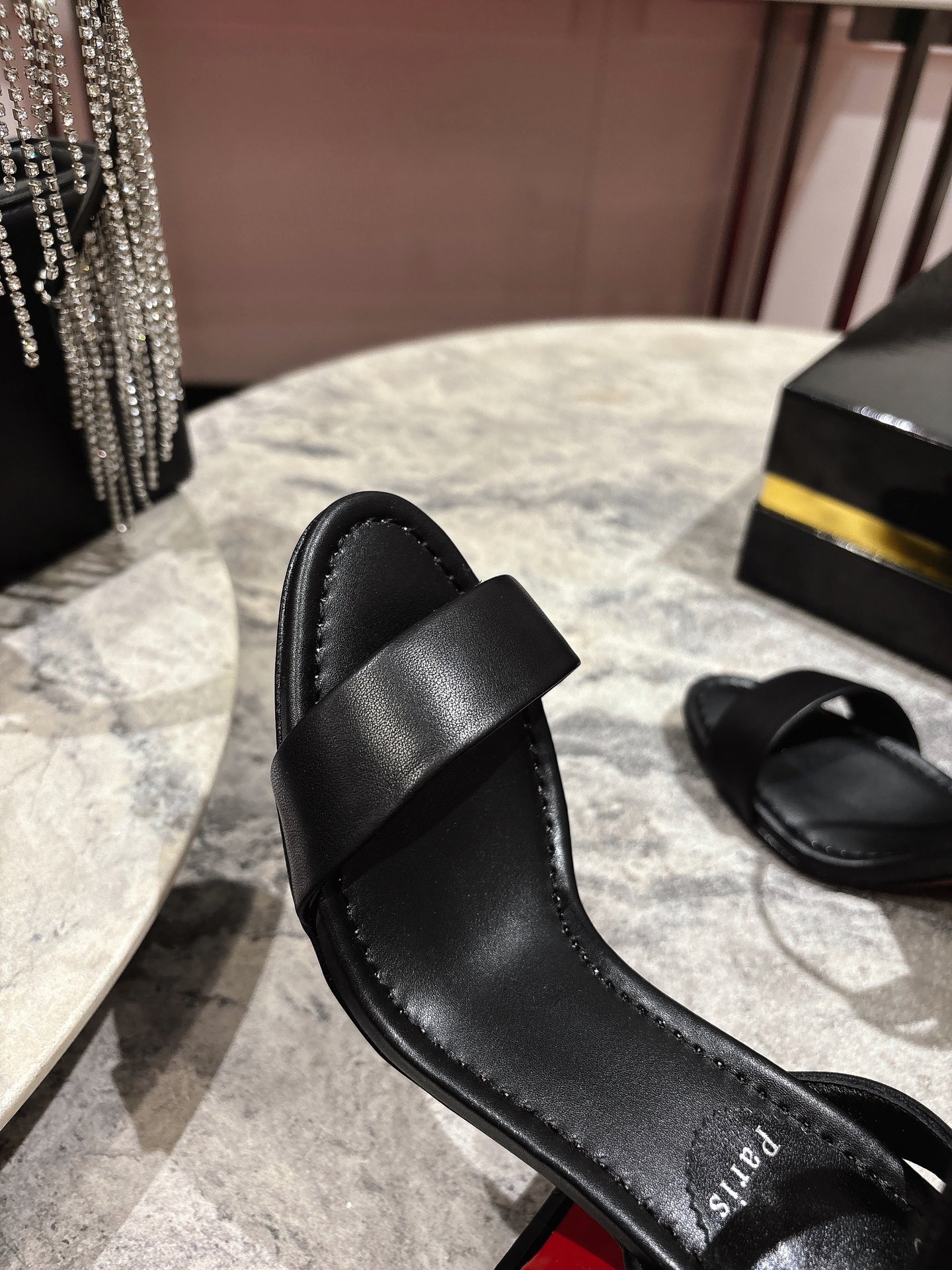 Christian Louboutin Black Leather Block Heel Sandals with Ankle Strap 10 i1744879473 4874 7