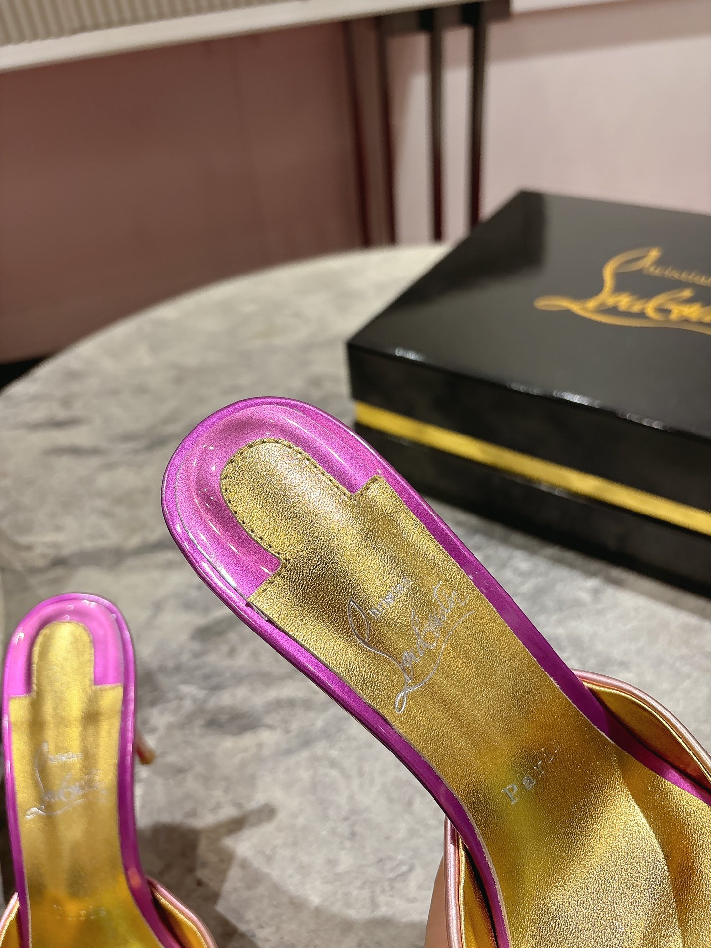 Christian Louboutin Gold Leather High Heel Mules Women Shoes 10 i1744880466 5252 0