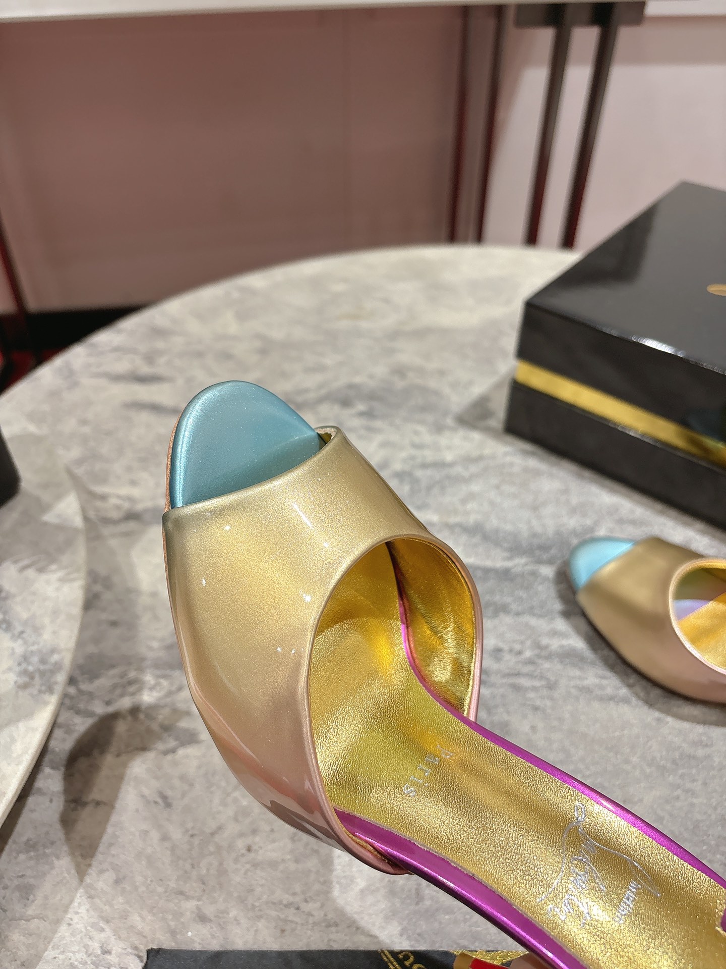 Christian Louboutin Gold Leather High Heel Mules Women Shoes 8 i1744880467 7504 4