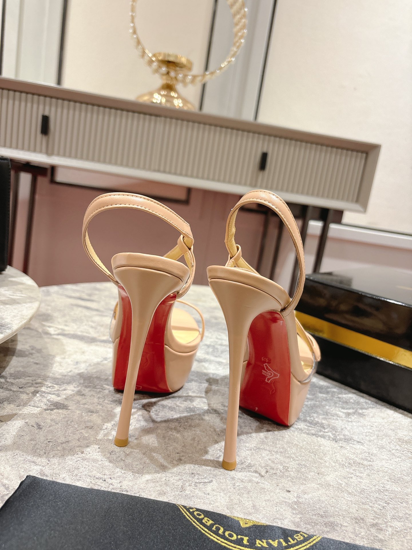 Christian Louboutin Rosalie Alta Nude Leather Platform Sandals, 150 mm Heel 9 i1744880705 1763 4