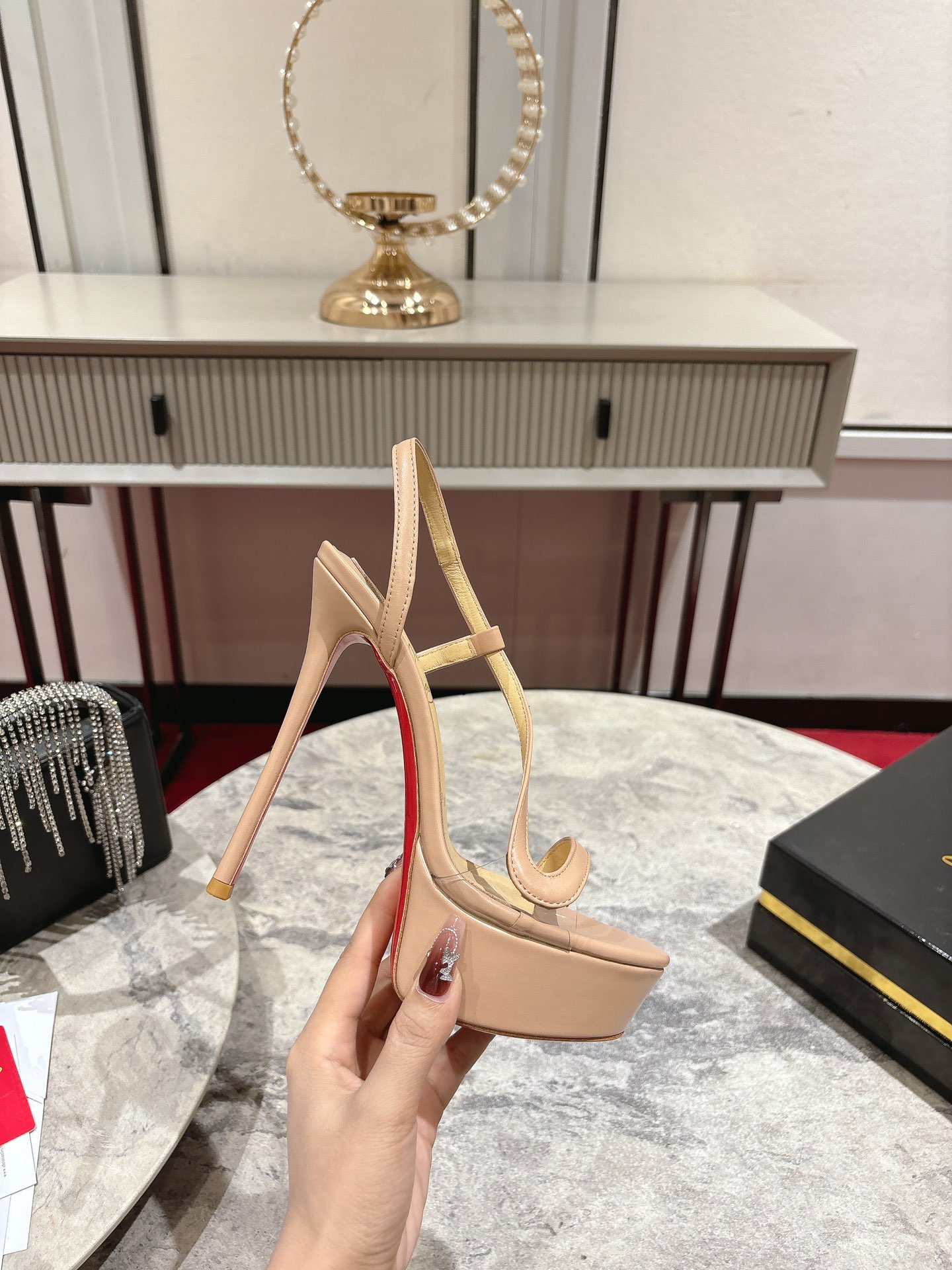 Christian Louboutin Rosalie Alta Nude Leather Platform Sandals, 150 mm Heel 10 i1744880705 6552 2