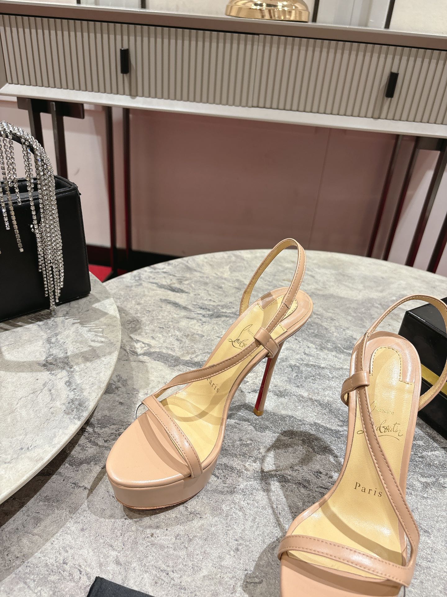 Christian Louboutin Rosalie Alta Nude Leather Platform Sandals, 150 mm Heel 5 i1744880705 6750 1