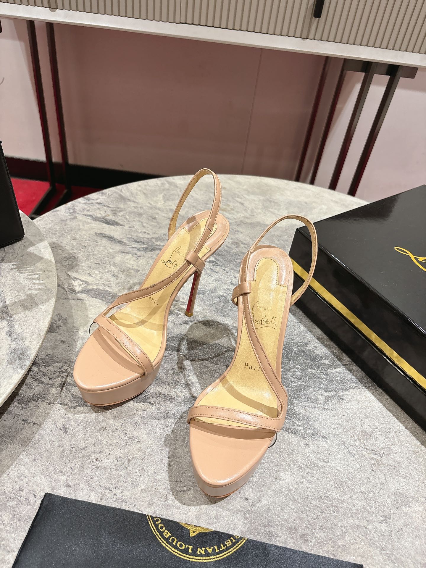 Christian Louboutin Rosalie Alta Nude Leather Platform Sandals, 150 mm Heel 3 i1744880706 6976 6