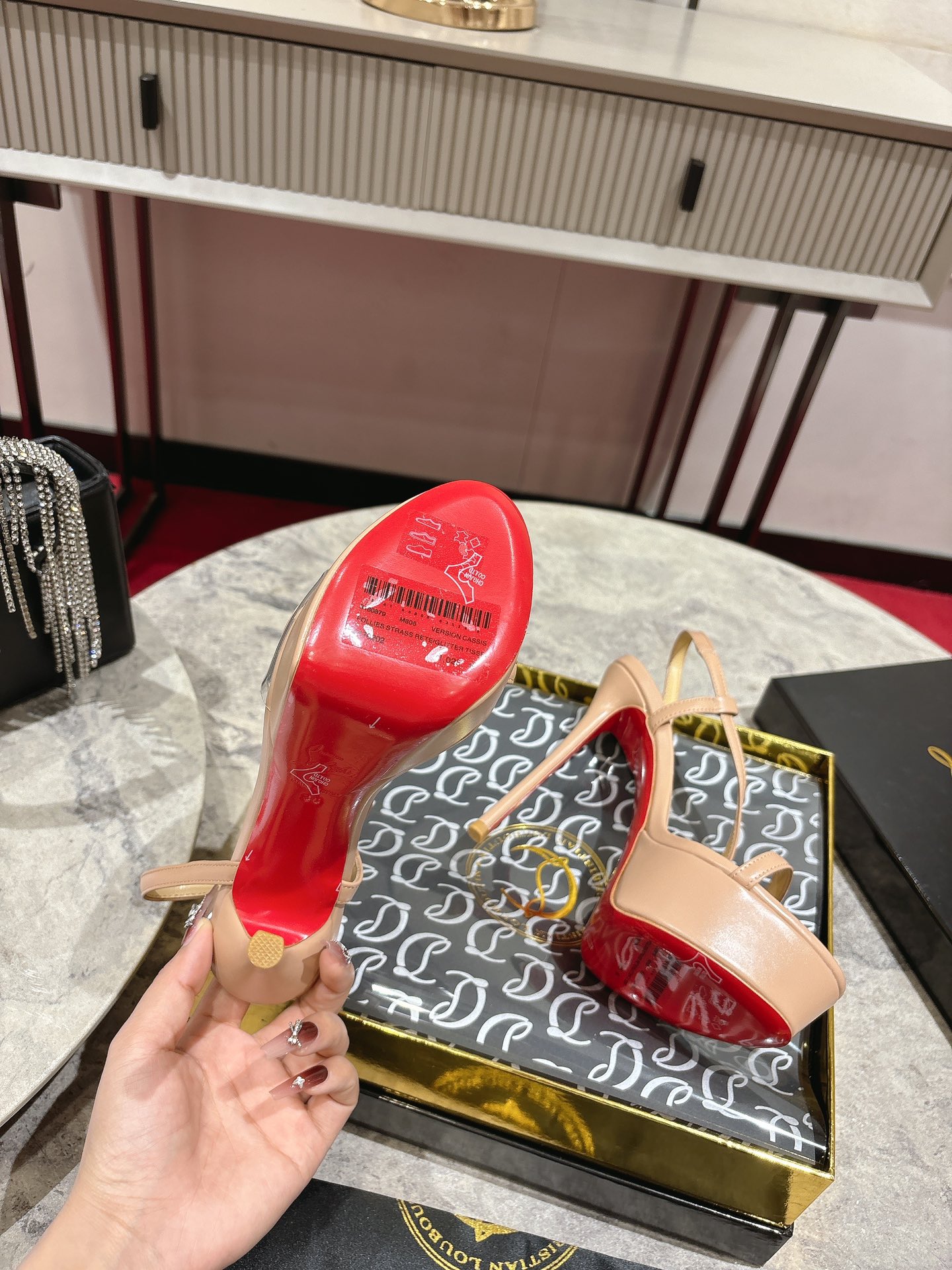 Christian Louboutin Rosalie Alta Nude Leather Platform Sandals, 150 mm Heel 7 i1744880706 7155 8