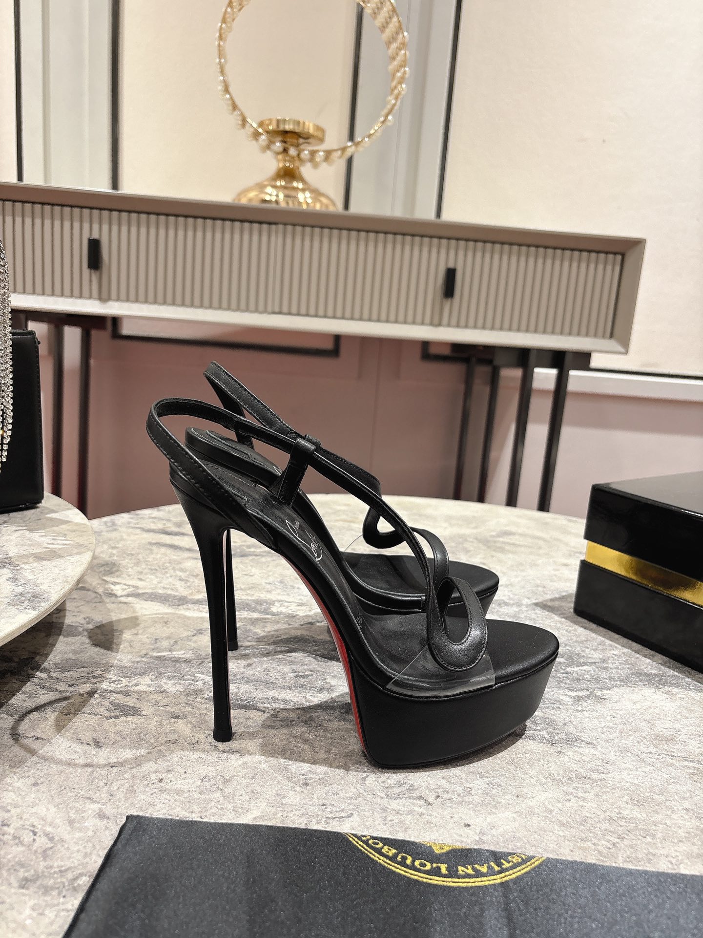Christian Louboutin Black Rosalie Alta Platform Sandals, 150mm Heel 6 i1744880724 1172 3