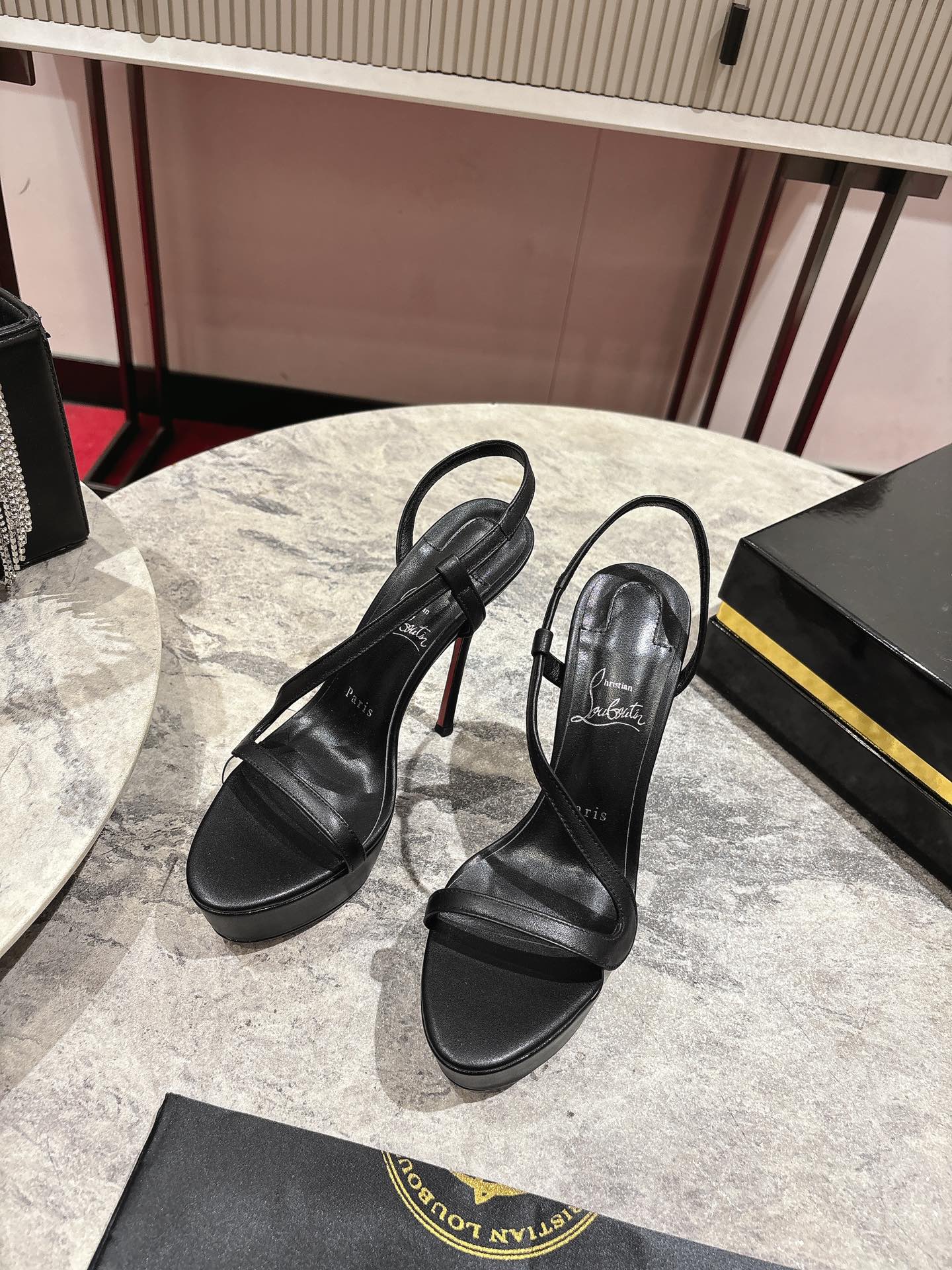 Christian Louboutin Black Rosalie Alta Platform Sandals, 150mm Heel 3 i1744880724 2193 4