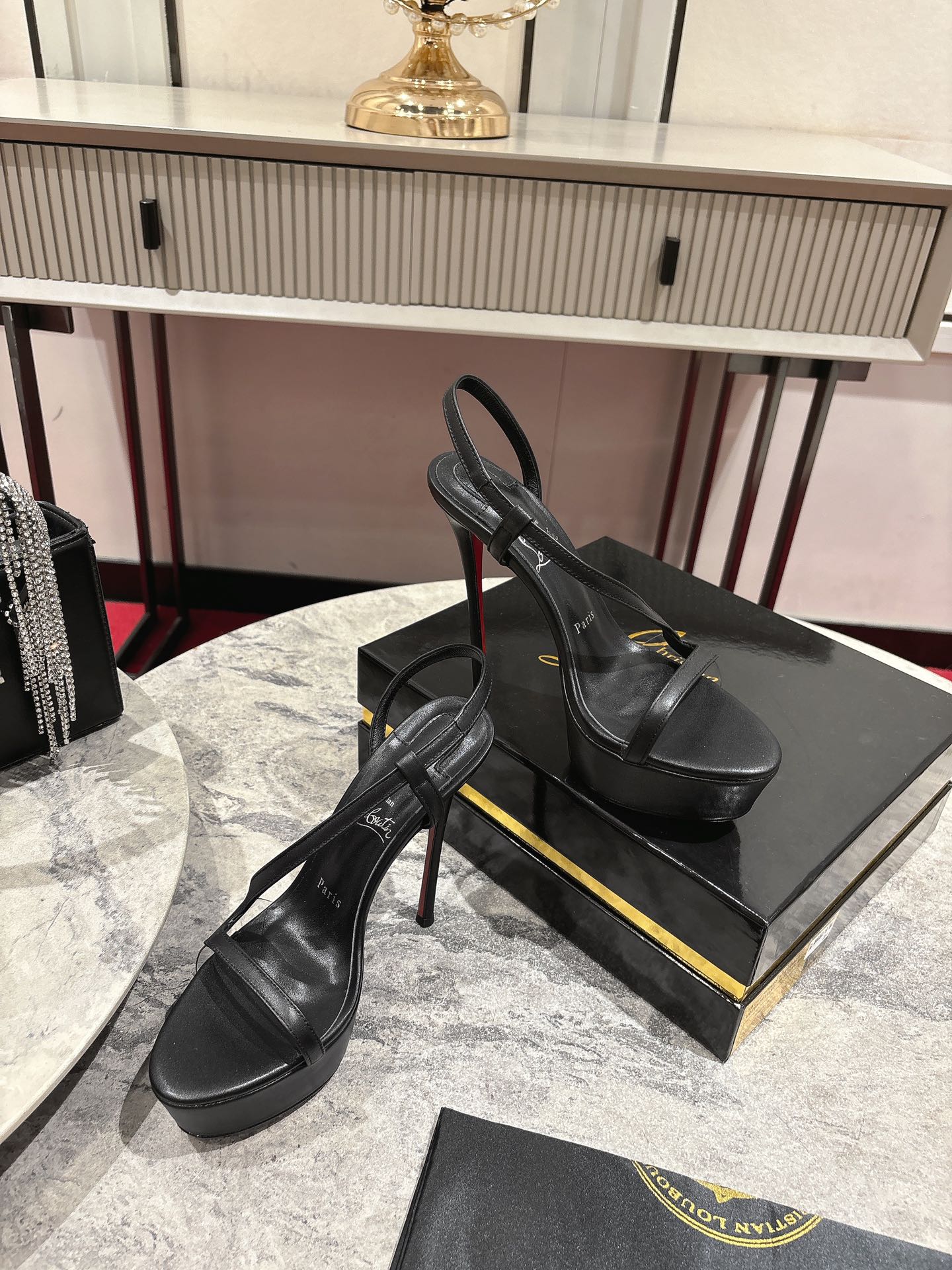Christian Louboutin Black Rosalie Alta Platform Sandals, 150mm Heel 4 i1744880724 6852 0
