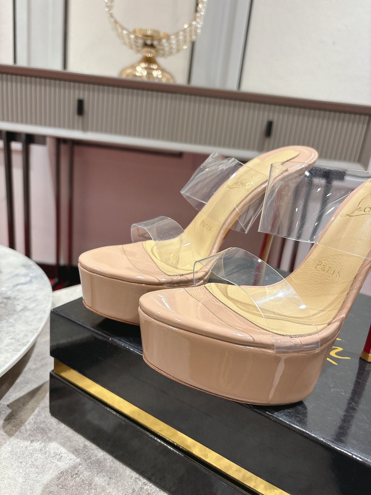 Maison Christian Louboutin Justin Nothin Alta 15cm Water Table Slippers - 图片 7