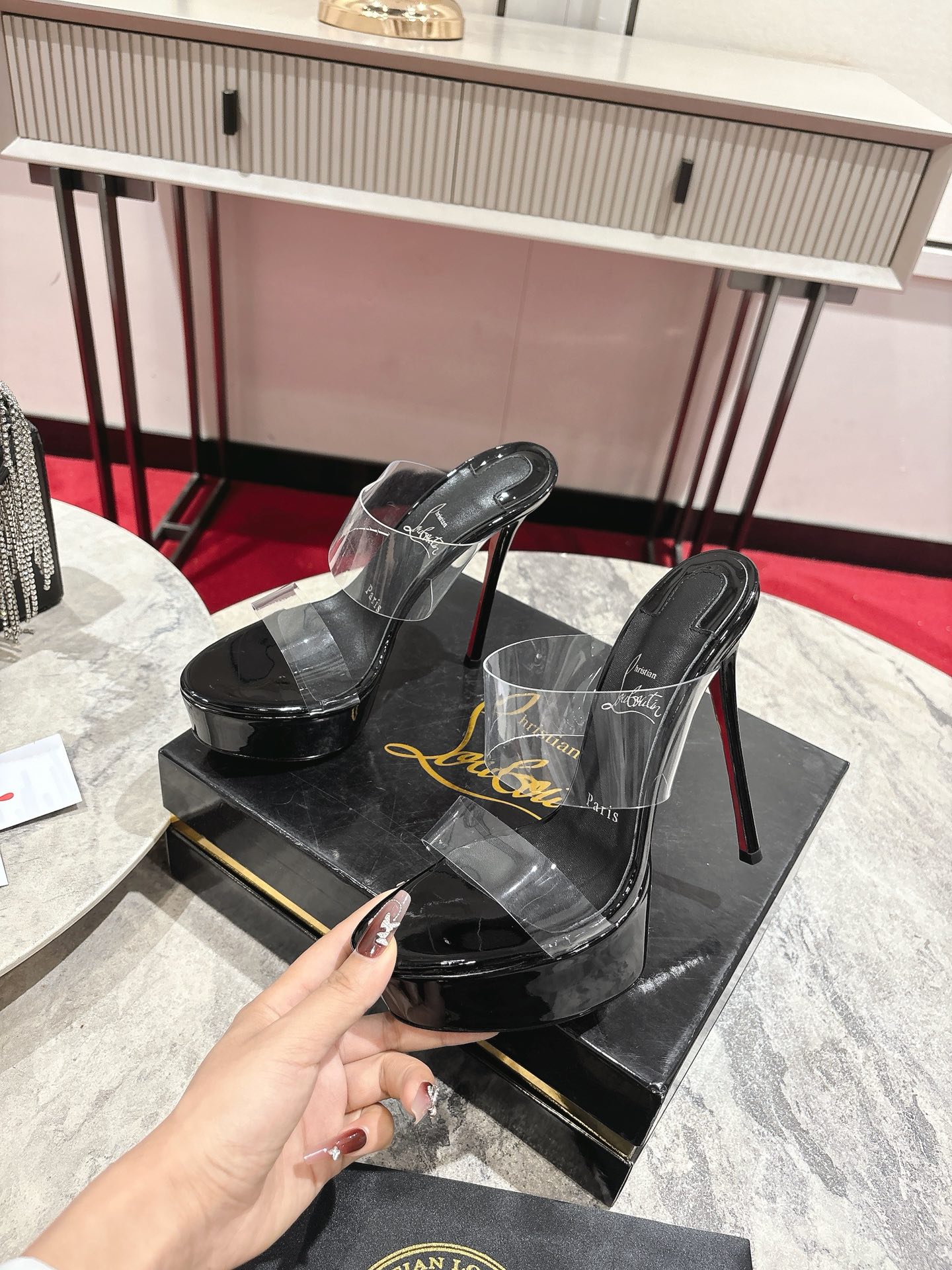 Maison Christian Louboutin Justin Nothin Alta 15CM Water Table Slippers
