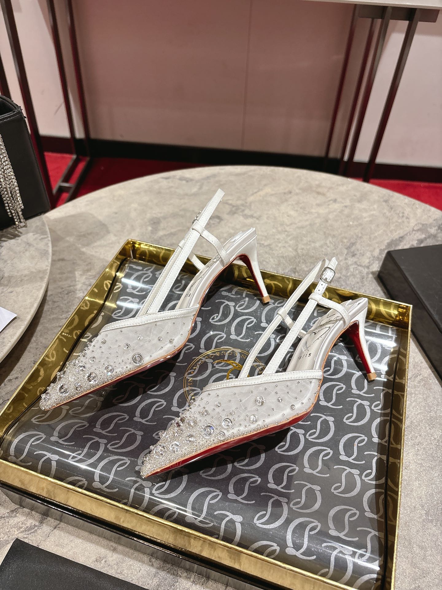 “White Almond Crystal Beaded Shoe with 65mm Heel by Christian Louboutin | Size 34-42” - 图片 6