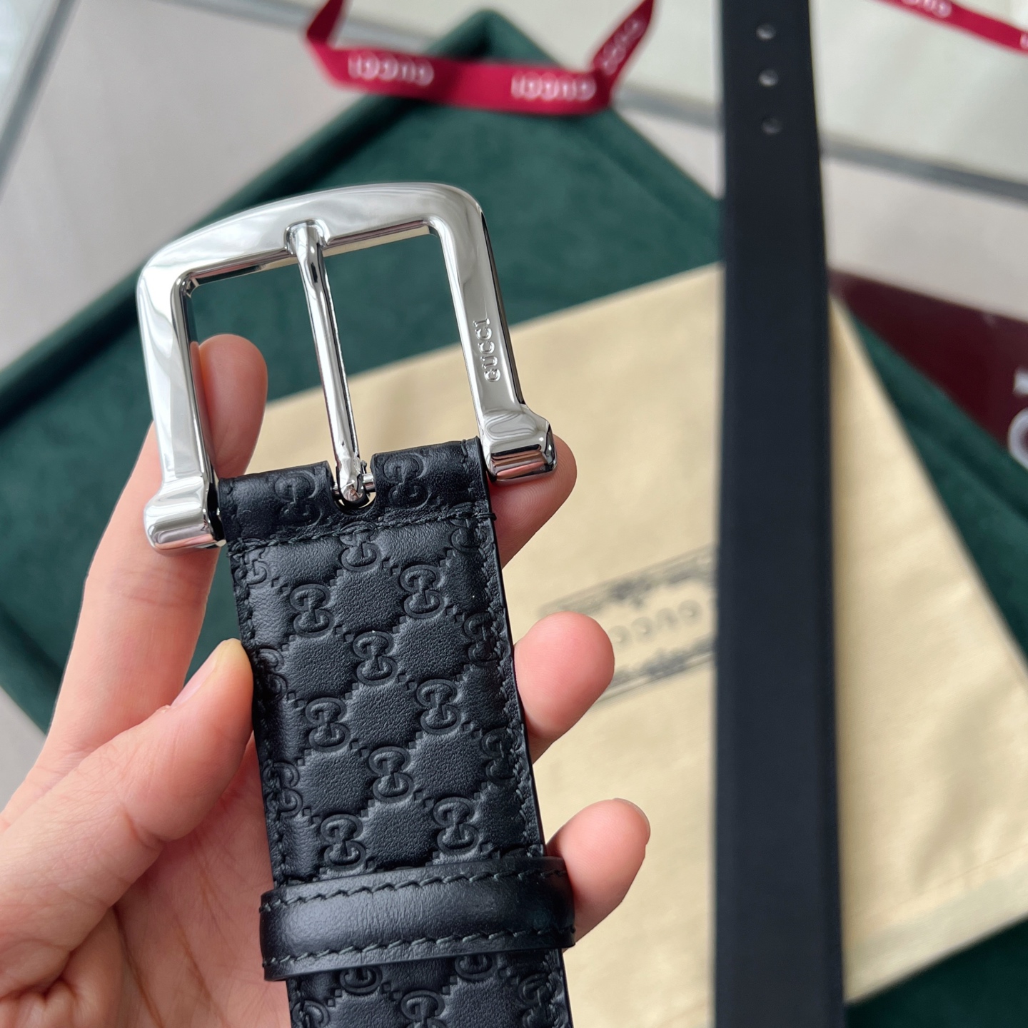 🔆Gucci 古驰正品原版品质 ✨ 头层小牛皮压小花 专柜新款内衬头层皮底 官方logo编号:449716  BMJON  标准40mm 纯铜亮面日字型针扣