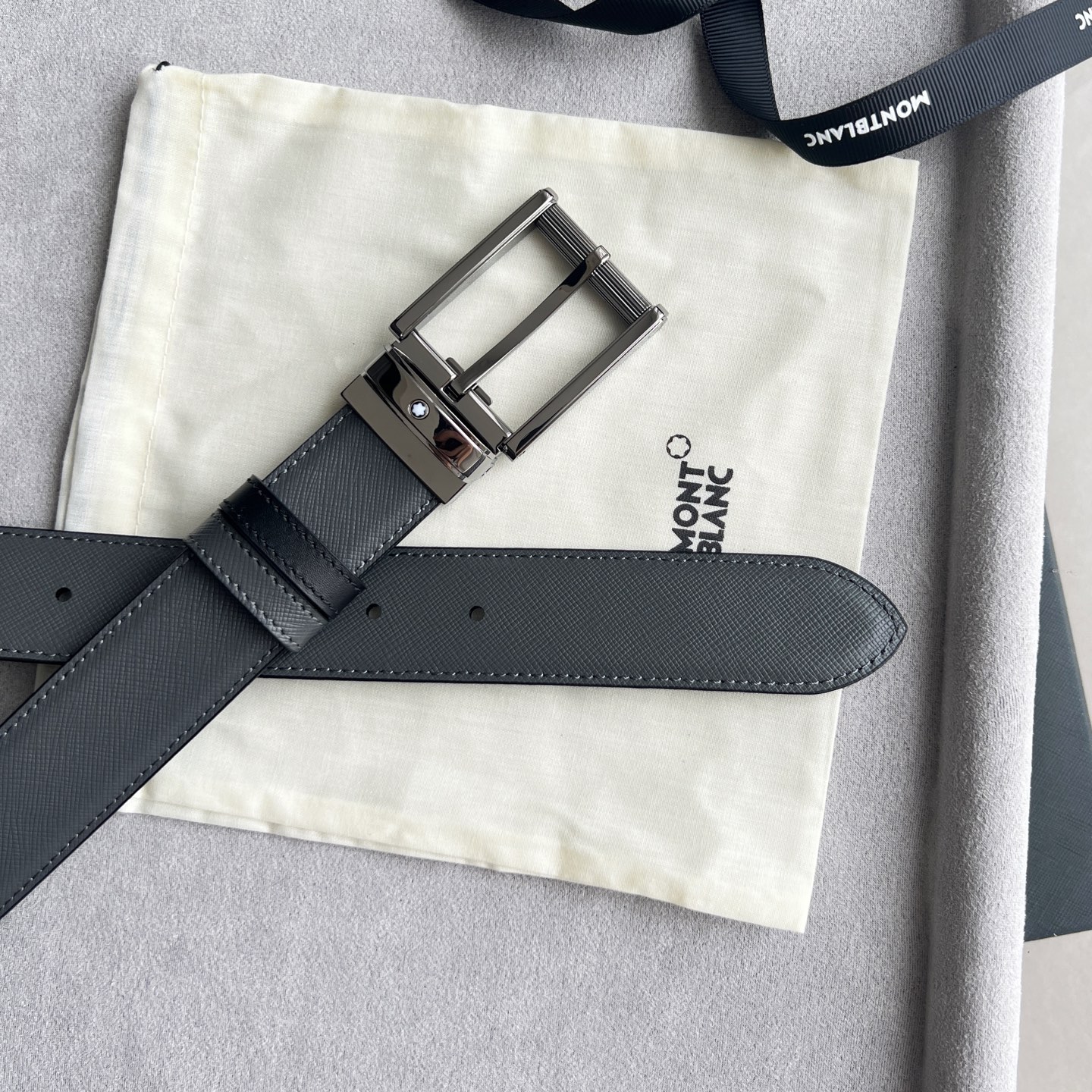 Montblanc 宽 3.5cm · 200万宝龙方形带扣黑色蓝色腰带 35毫米