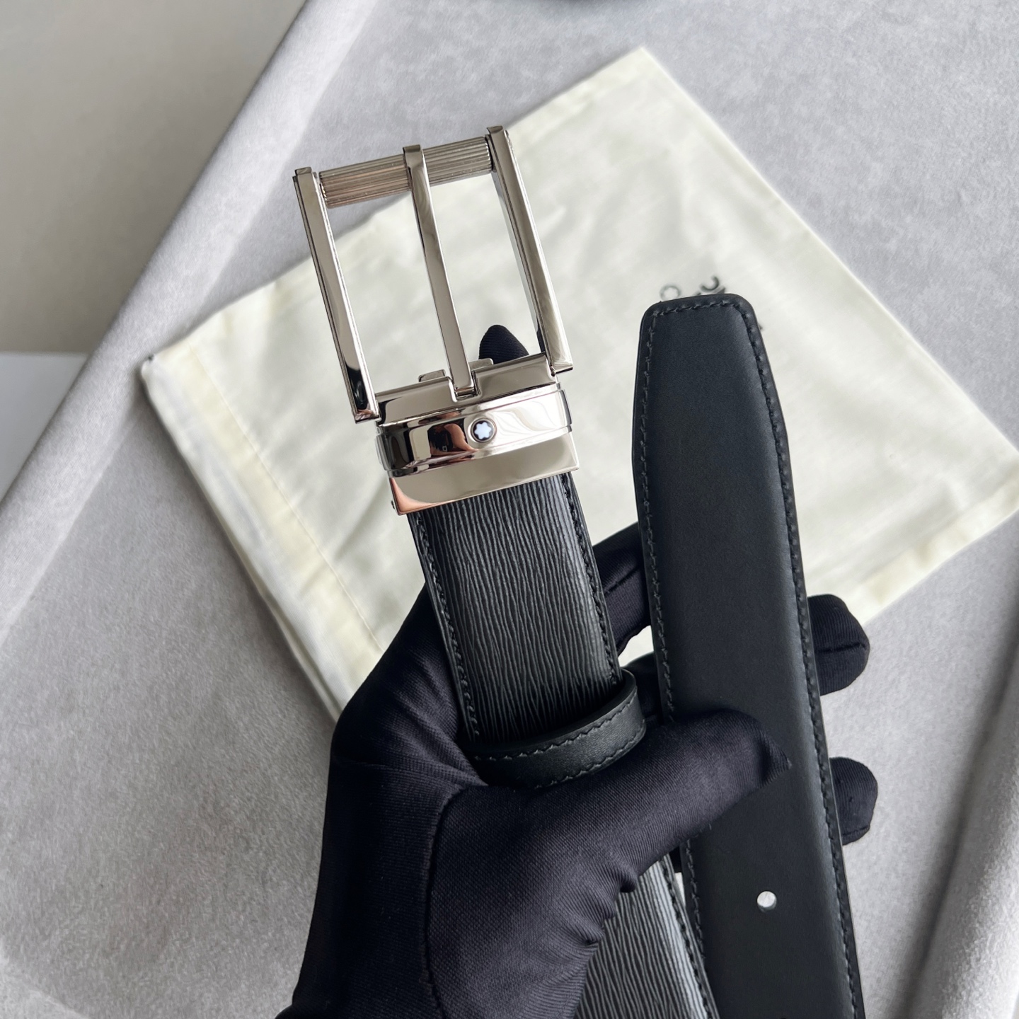 Montblanc 宽 3.5cm · 200万宝龙方形带扣黑色蓝色腰带 35毫米