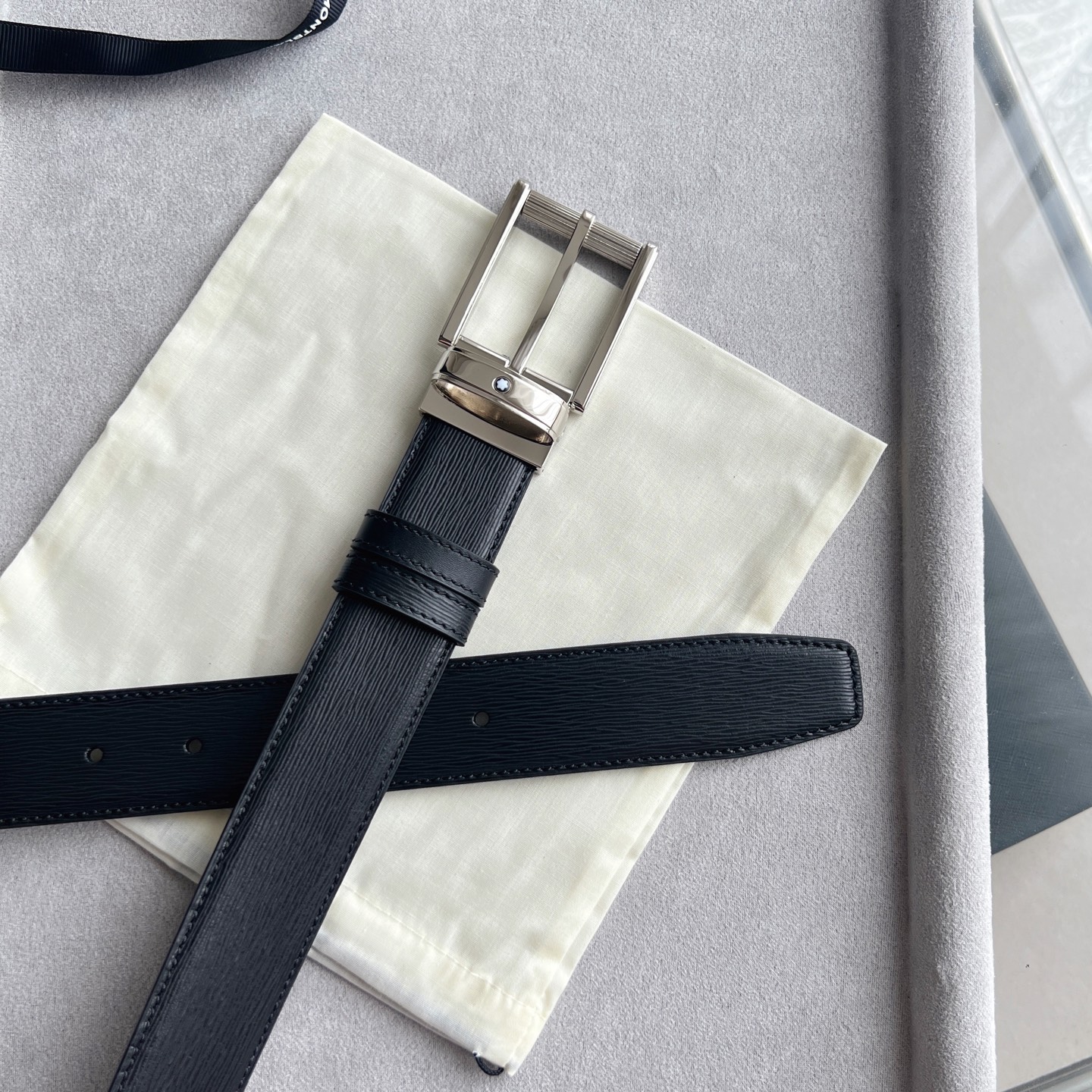 Montblanc 宽 3.5cm · 200万宝龙方形带扣黑色蓝色腰带 35毫米