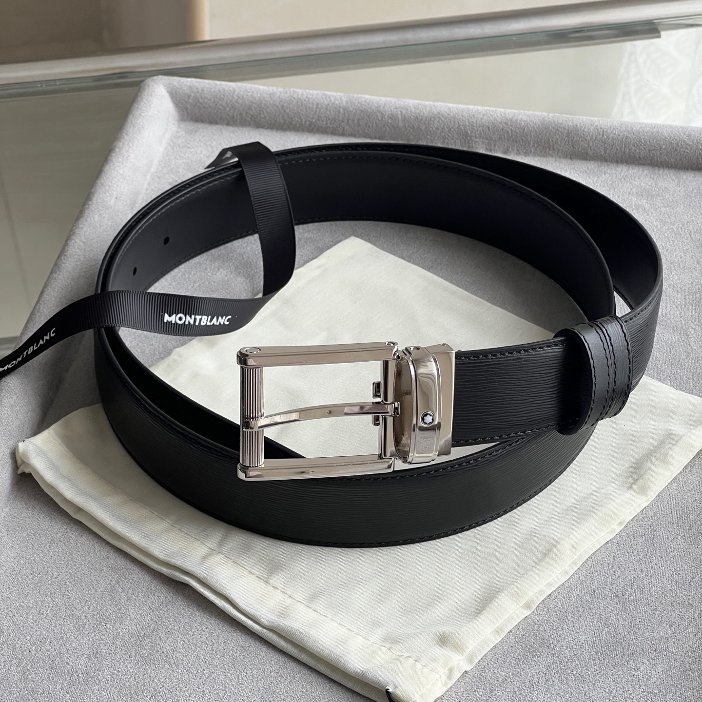 Montblanc 宽 3.5cm · 200万宝龙方形带扣黑色蓝色腰带 35毫米