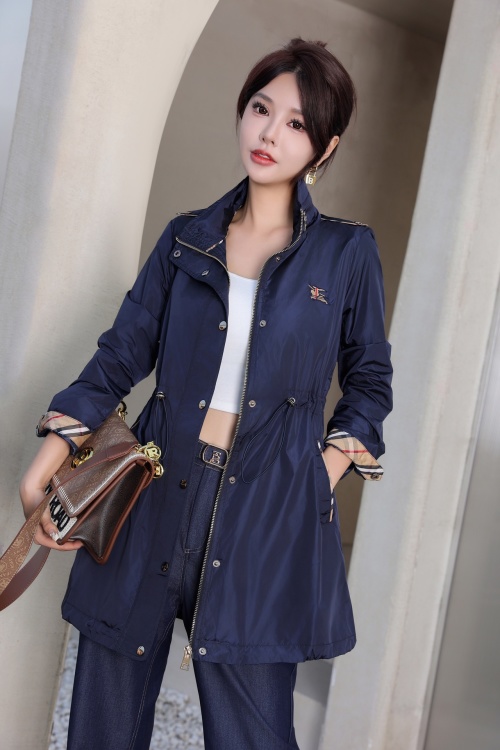 Women's Mid-Length Burberry Inspired Jacket - Pink, Black, Apricot, Blue 1 Women's Mid-Length Burberry Inspired Jacket - Pink, Black, Apricot, Blue