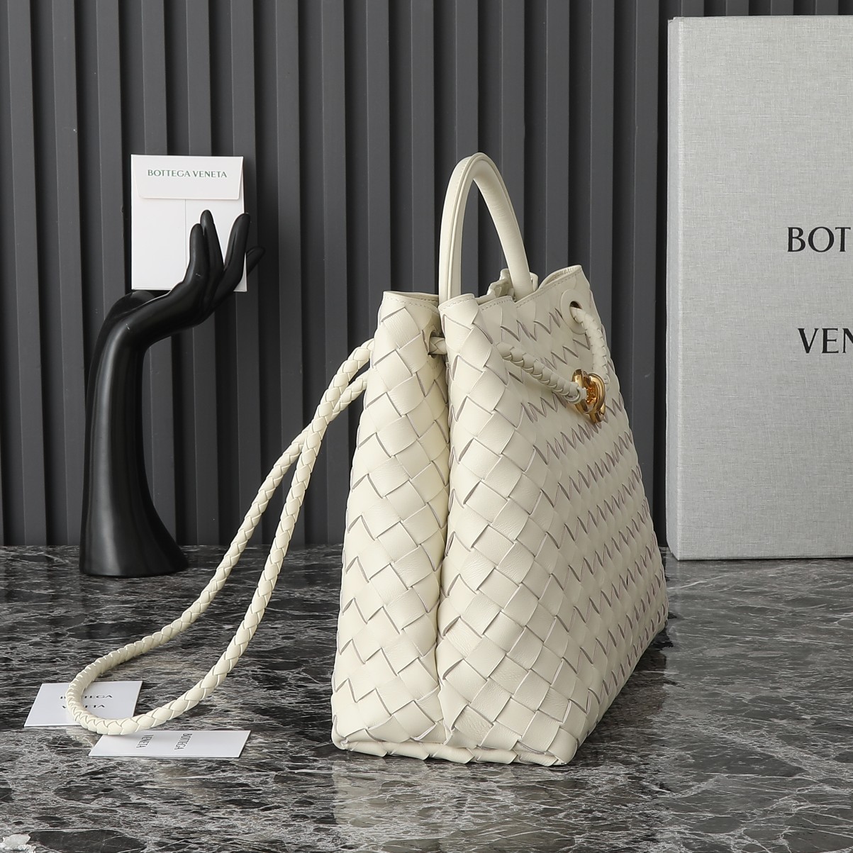 Bottega Veneta Andiamo Medium Handbag, Nappa Leather, Timeless Design, Ivory 2 a1723185765093 3775
