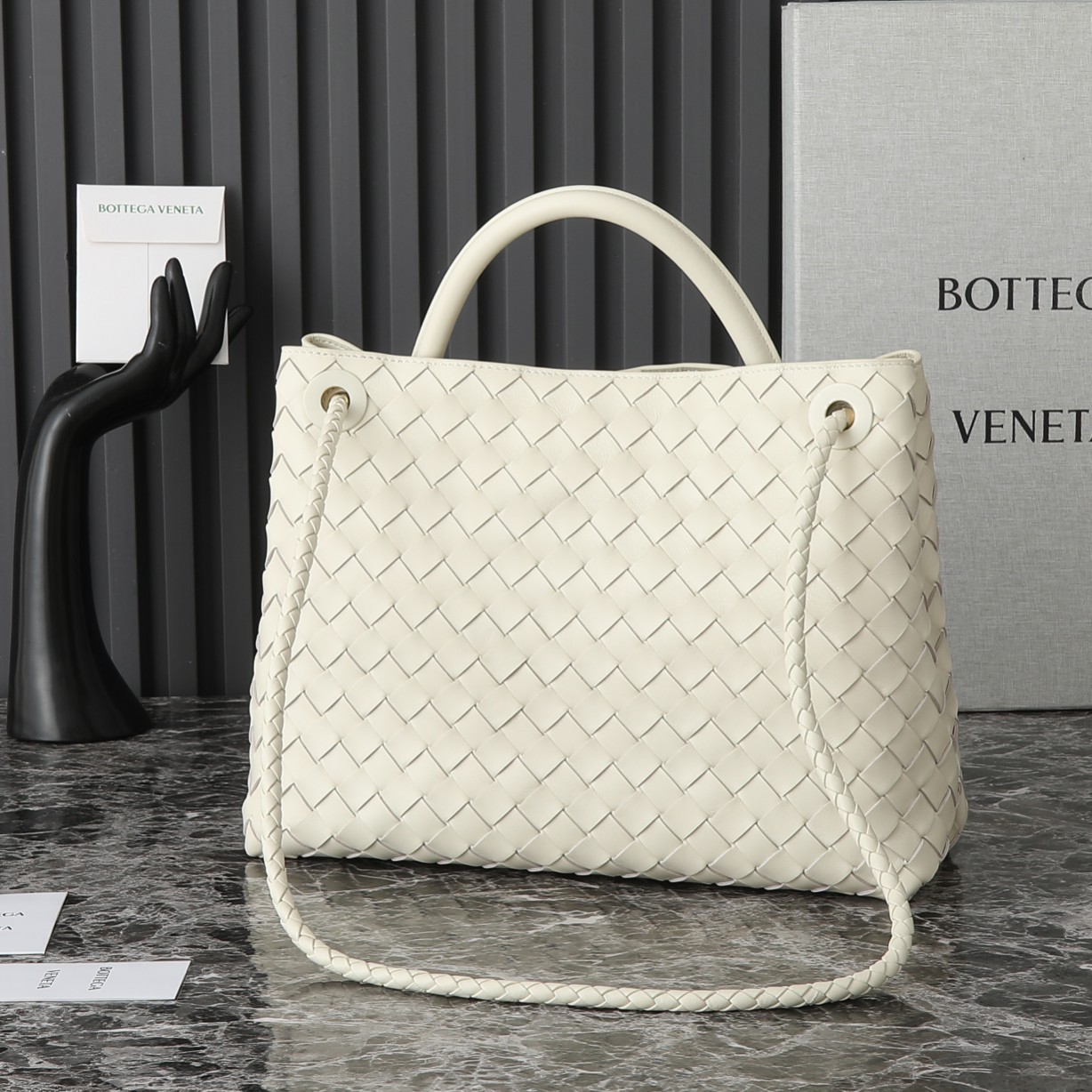 Bottega Veneta Andiamo Medium Handbag, Nappa Leather, Timeless Design, Ivory 3 a1723185765201 2381