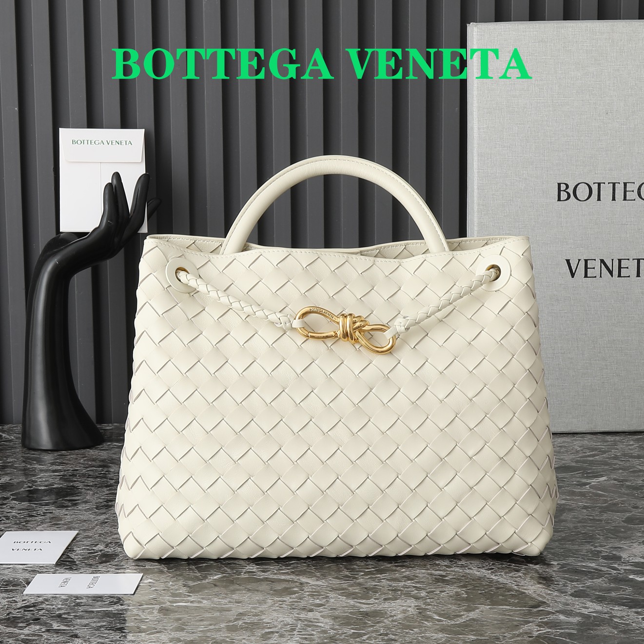 Bottega Veneta Andiamo Medium Handbag, Nappa Leather, Timeless Design, Ivory 1 a1723185765205 8126