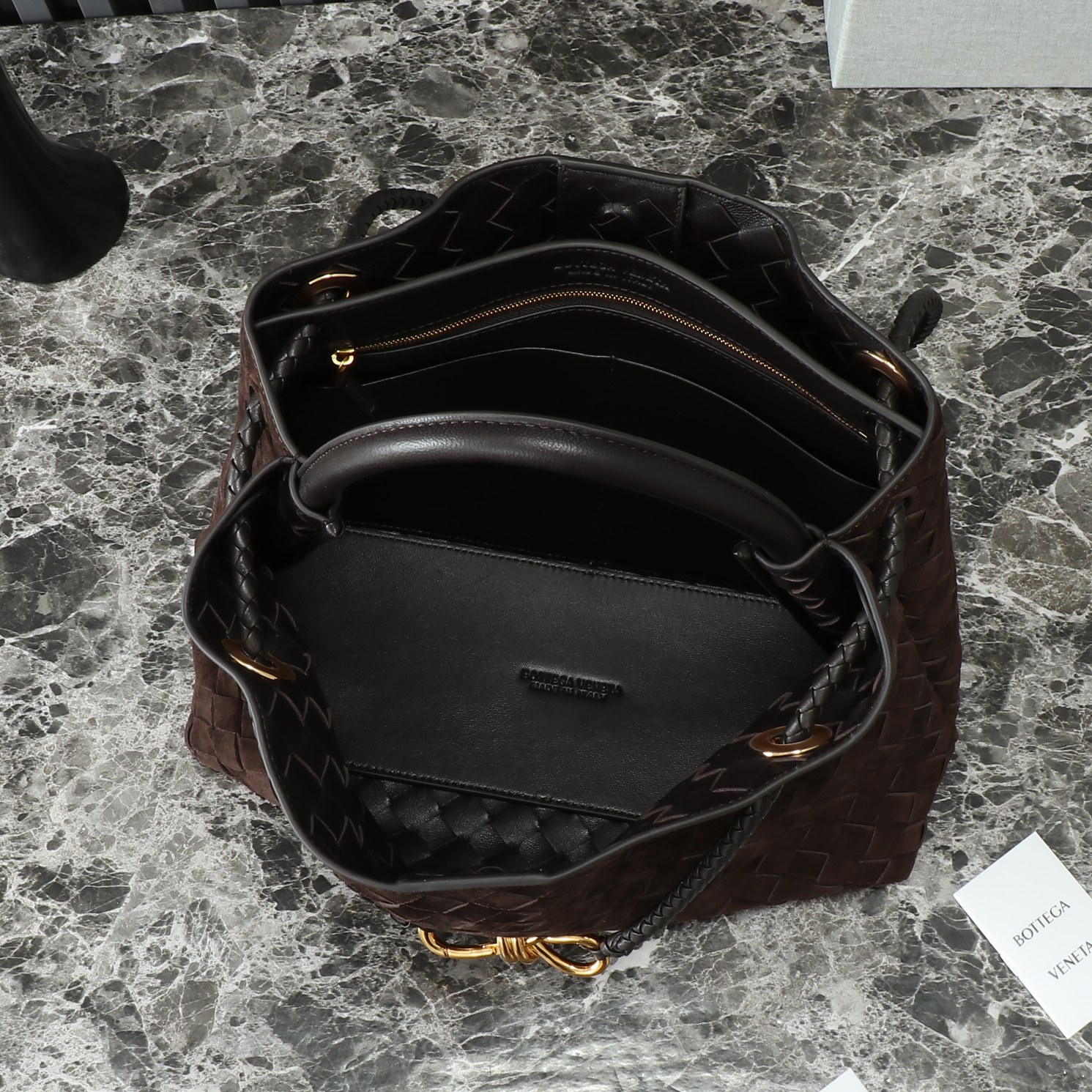 Bottega Veneta Andiamo Handbag: Woven Leather, Adjustable Strap, Spacious Interior 8 a1727676789698 8221