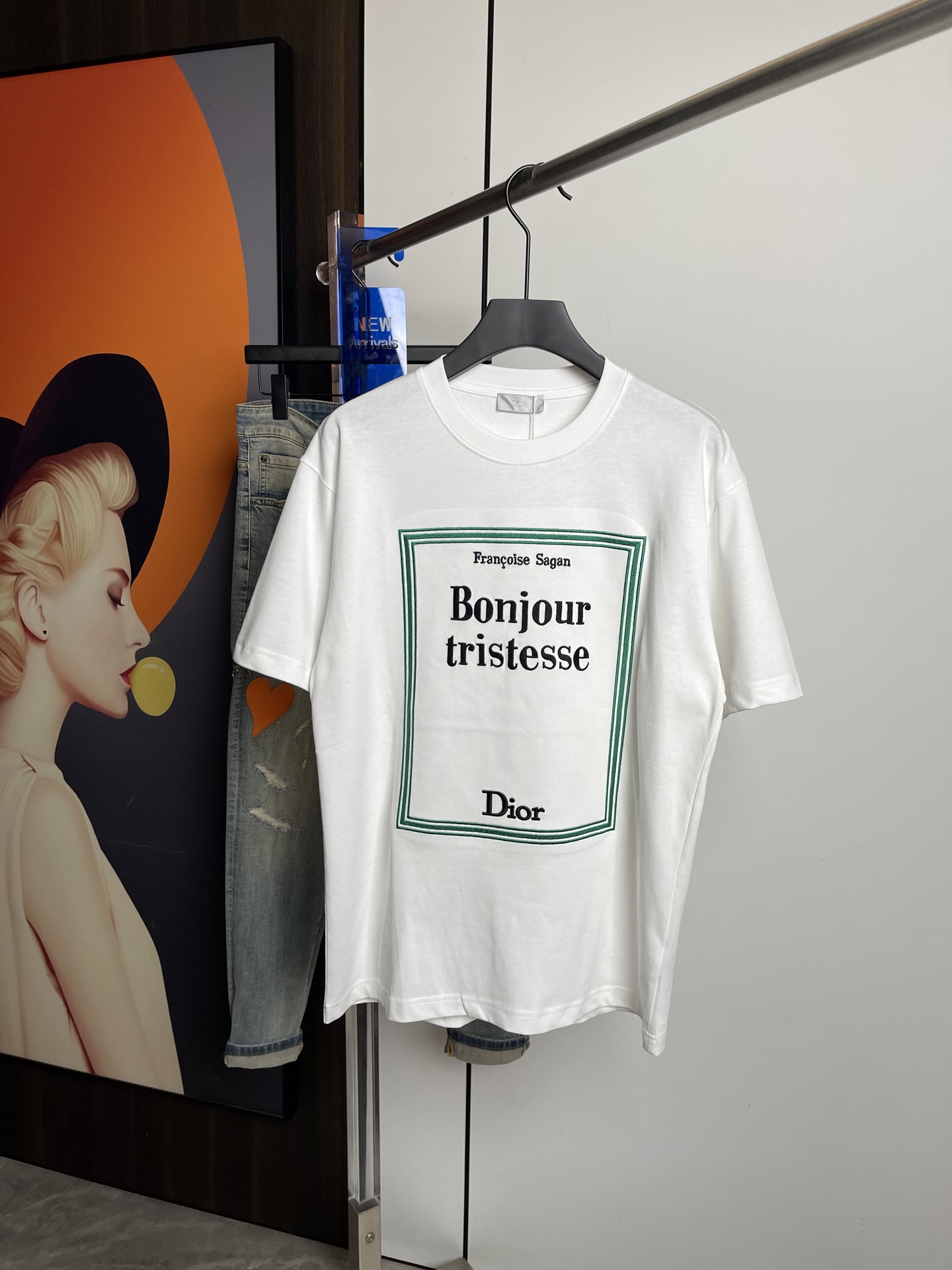 Dior2026春夏新品短袖T恤，原版印花刺绣.三标齐 ！简约百搭款。高克纯棉面料.穿着透气舒适！白色 