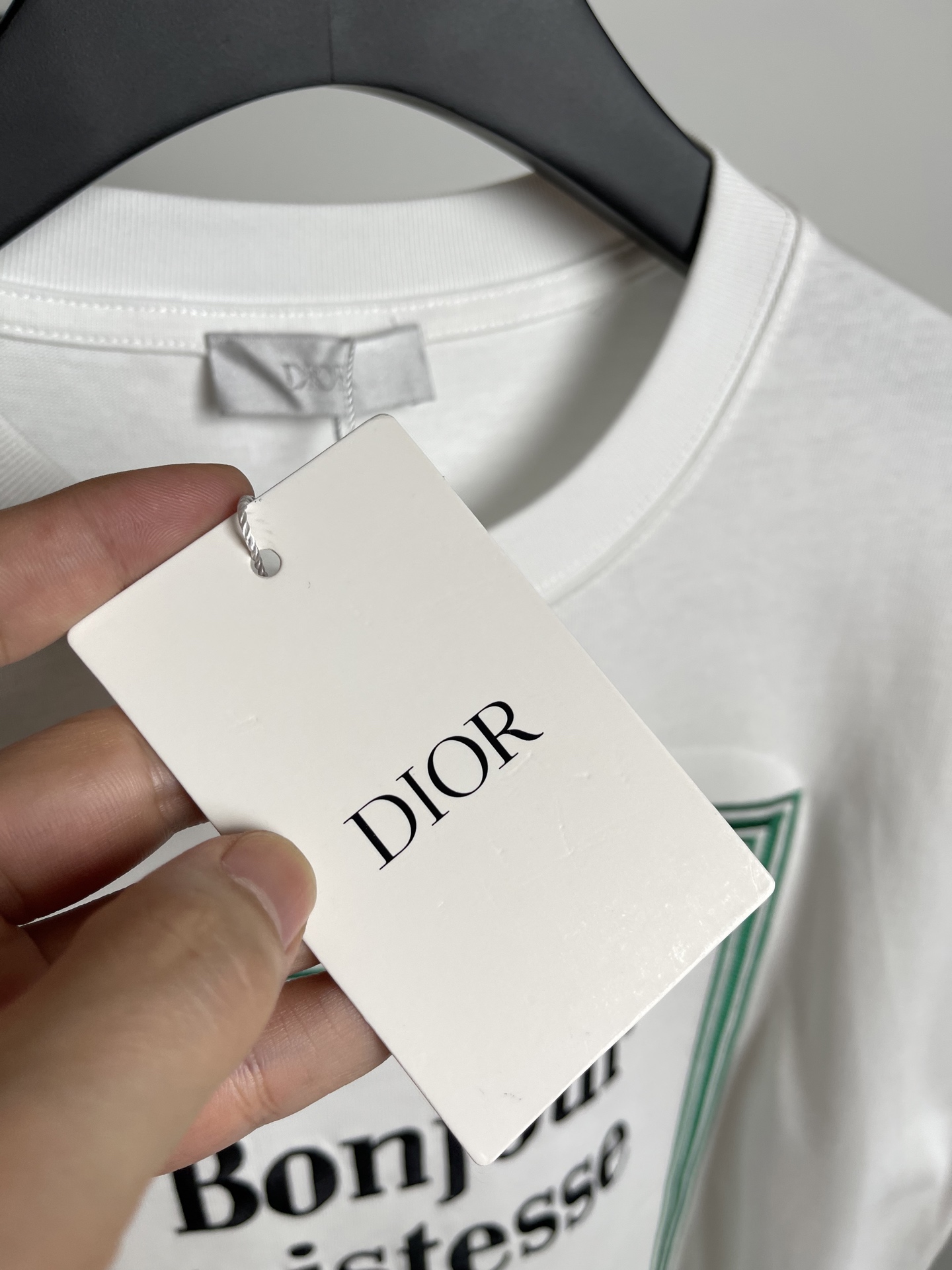 Dior2026春夏新品短袖T恤，原版印花刺绣.三标齐 ！简约百搭款。高克纯棉面料.穿着透气舒适！白色 