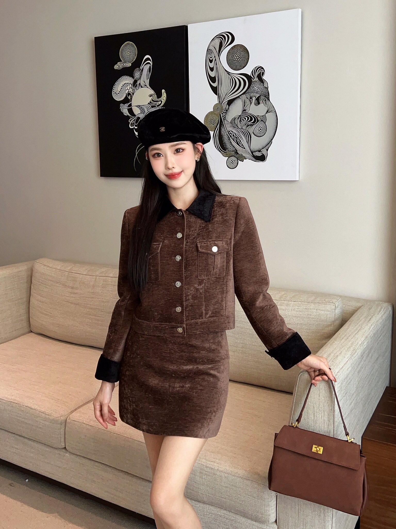 Wool Blend Two-Piece Set: Chic Short Coat & High-Waisted Skirt 9 a1759938364686 3511
