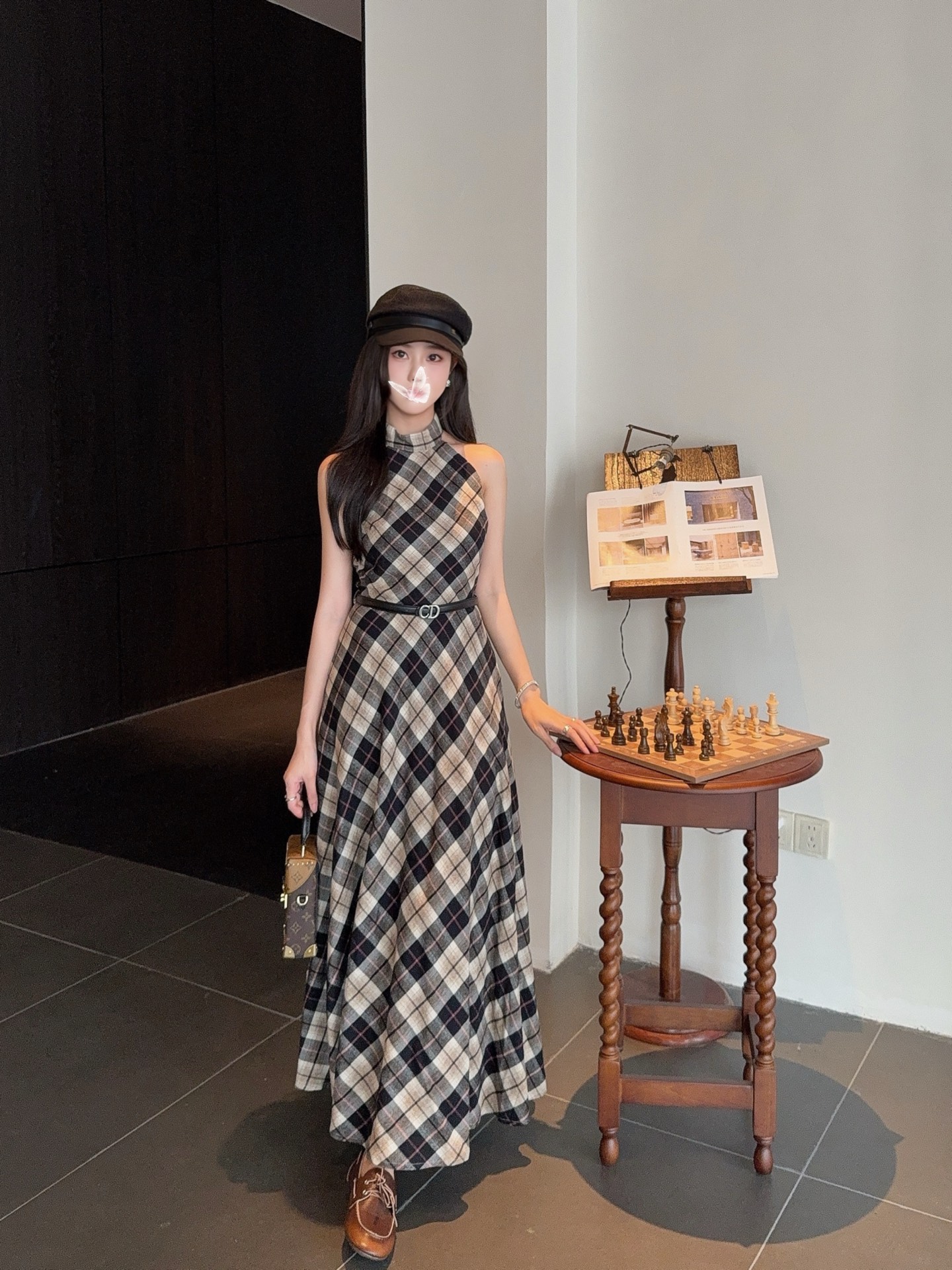 Elegant Plaid Maxi Dress with Halter Neck - Romantic & Slimming 10 a1760371157276 8728