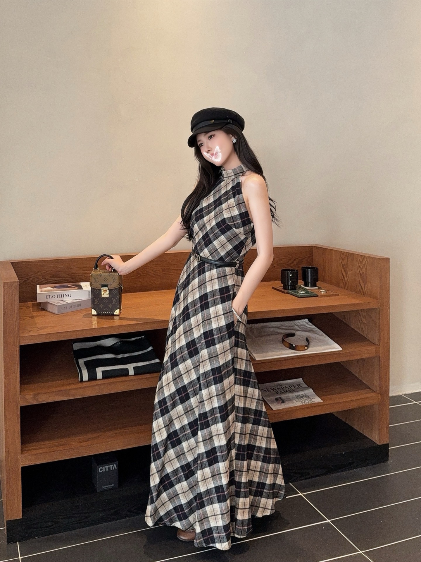 Elegant Plaid Maxi Dress with Halter Neck - Romantic & Slimming 9 a1760371157277 4721