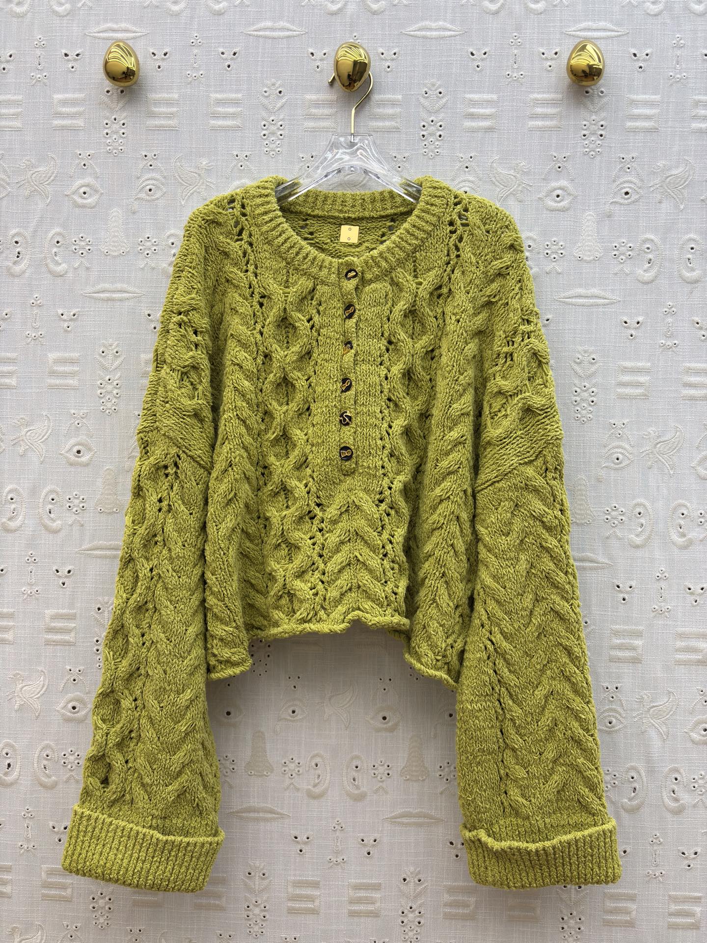 Sch Irregular Buckle Cable Knit Sweater, Gentle Spring Autumn Top 8 a1762012216680 6828