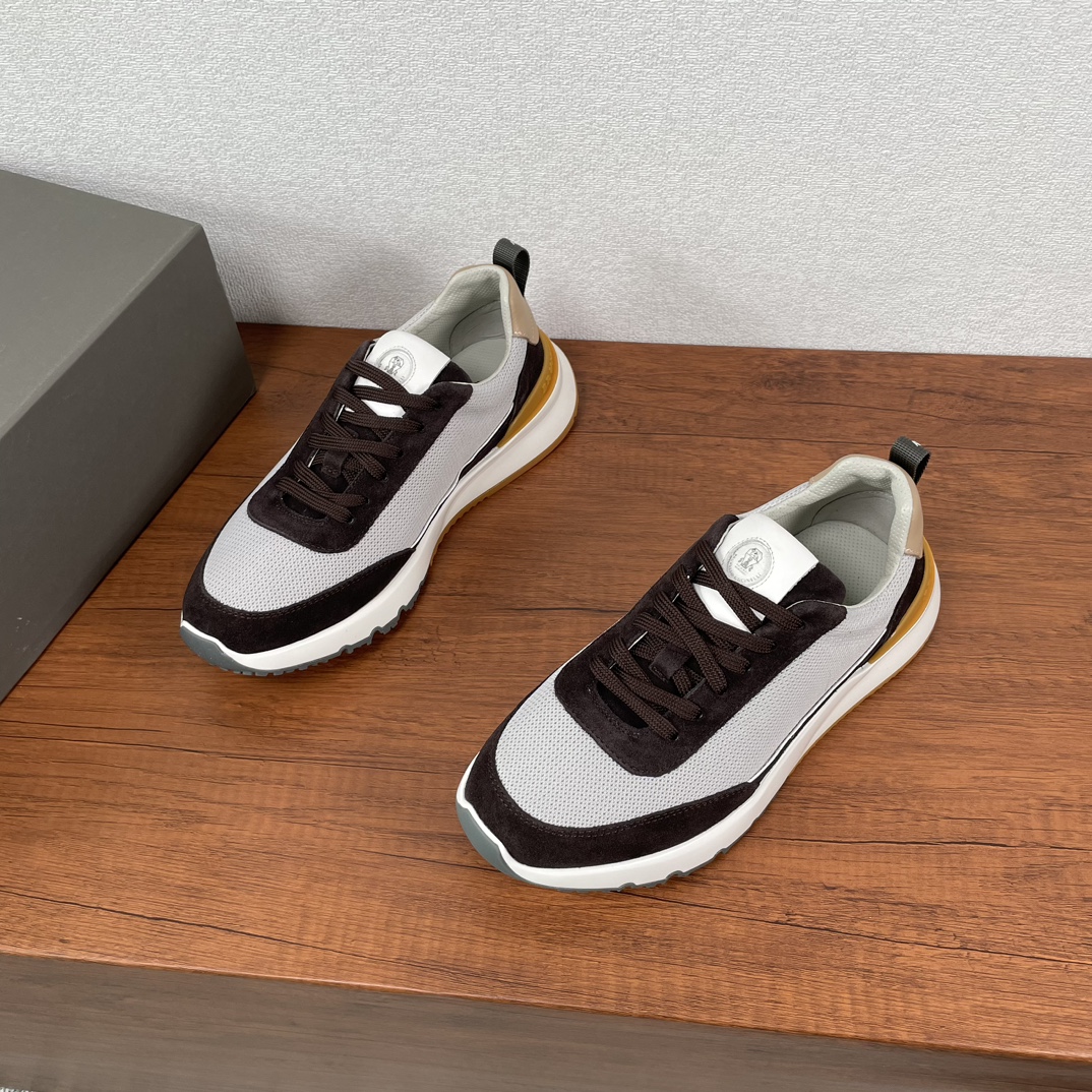 NO:275500,Coding batch New Brunello Cucinelli BC knitted cotton fabric spliced ​​semi-polished calfskin sneakers Lace-up casual men's shoes This brand is the world's top luxury brand from Italy. All products are made of the top fabrics in the clothing industry today. Coupled with Italy's unique traditional handicrafts, the brand has the reputation of 