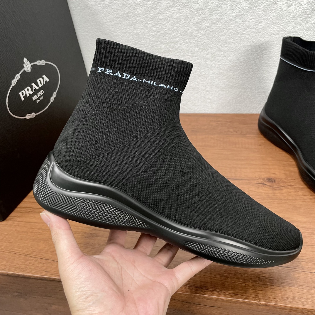 PRADA/普拉达 男士秋冬新款高帮袜式运动鞋 4