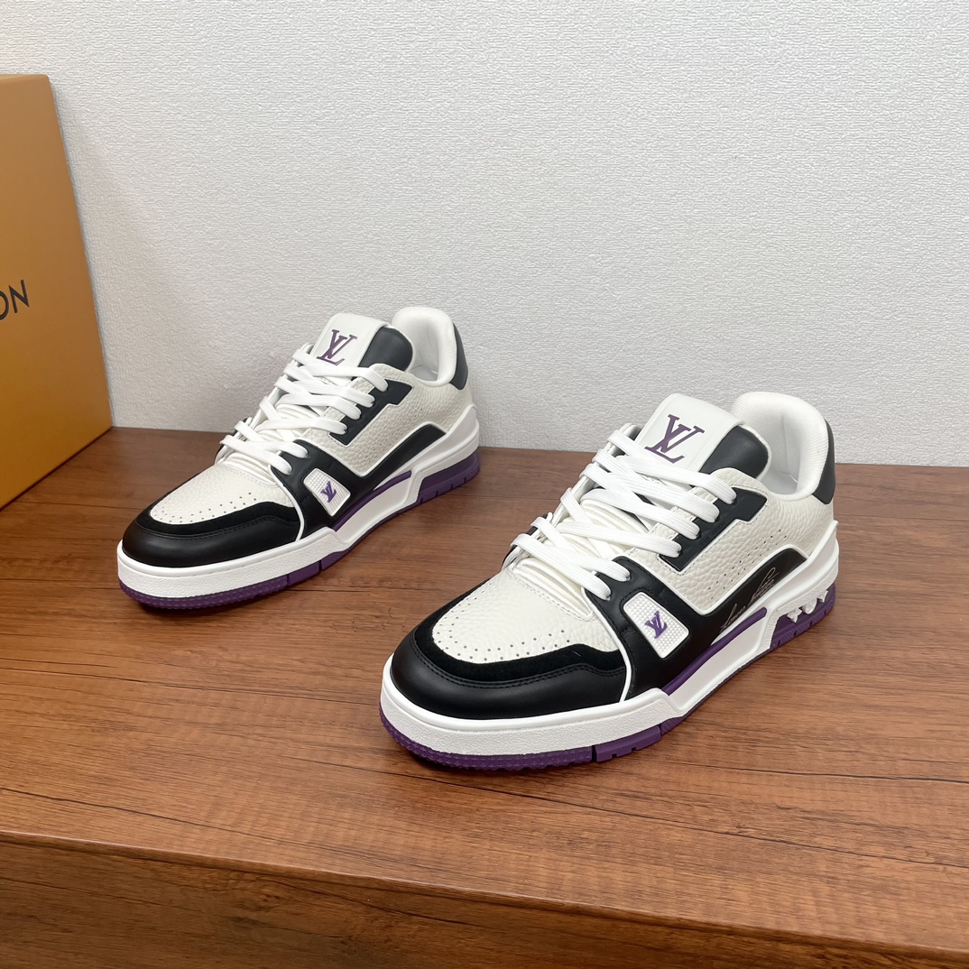 Louis Vuitton Trainer Sneaker: Leather, Black, White & Purple, Men's Size 39-44 2 i1729338710 1472 5
