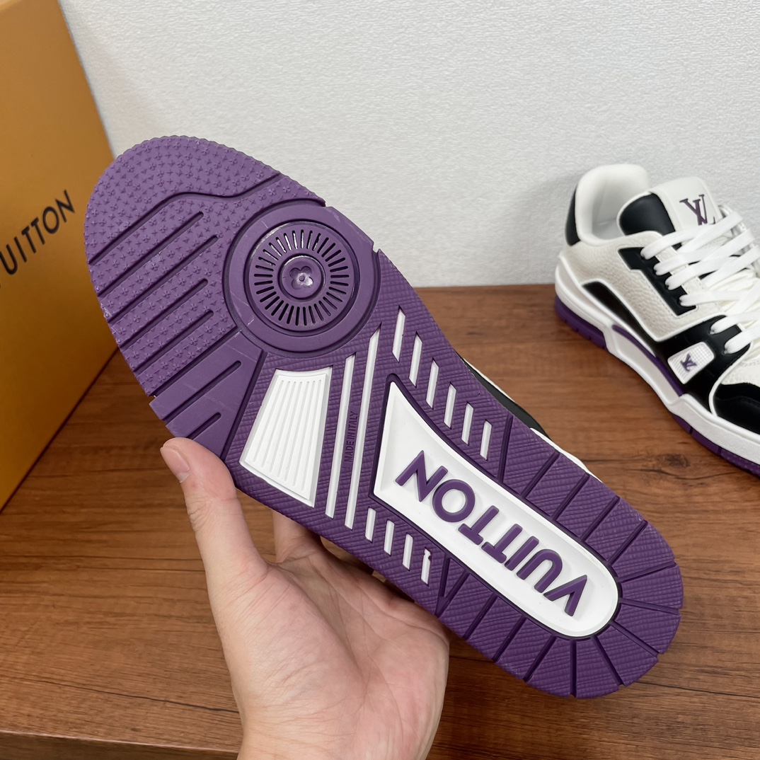 Louis Vuitton Trainer Sneaker: Leather, Black, White & Purple, Men's Size 39-44 7 i1729338710 305 0