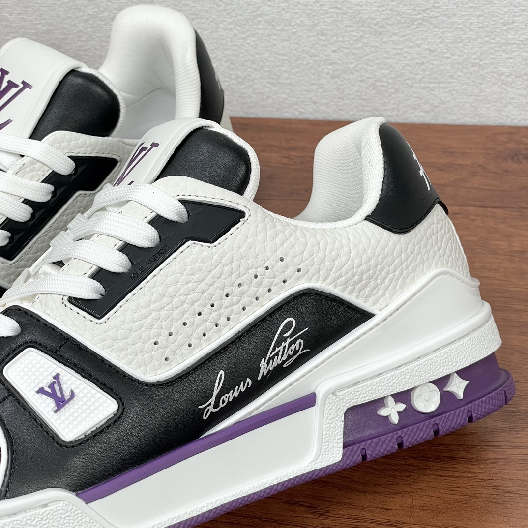 Louis Vuitton Trainer Sneaker: Leather, Black, White & Purple, Men's Size 39-44 9 i1729338710 4959 6